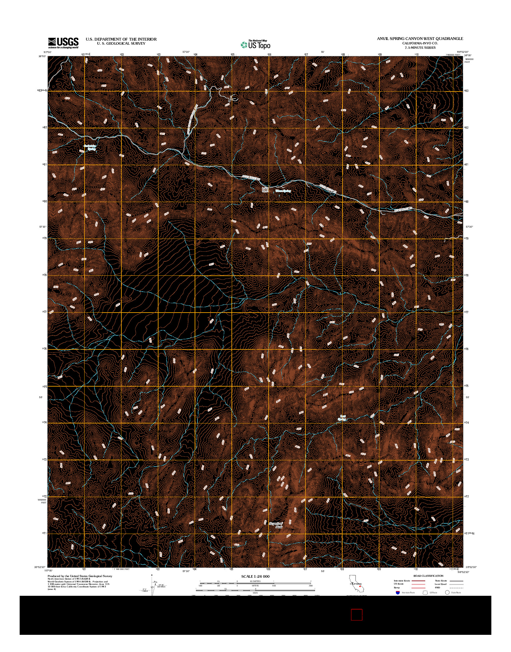 USGS US TOPO 7.5-MINUTE MAP FOR ANVIL SPRING CANYON WEST, CA 2012