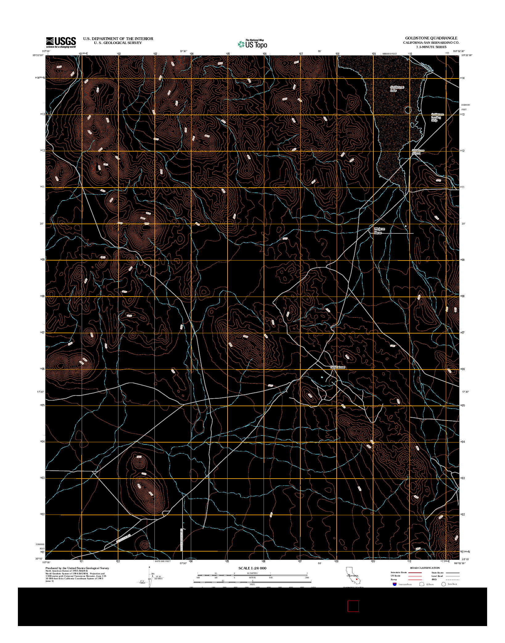 USGS US TOPO 7.5-MINUTE MAP FOR GOLDSTONE, CA 2012