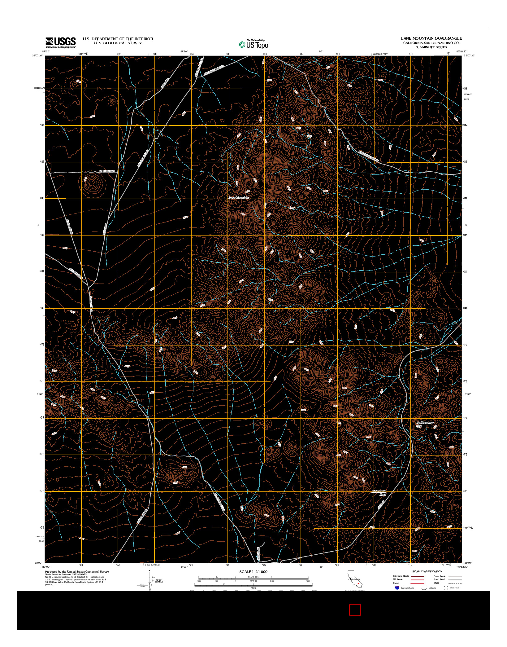 USGS US TOPO 7.5-MINUTE MAP FOR LANE MOUNTAIN, CA 2012