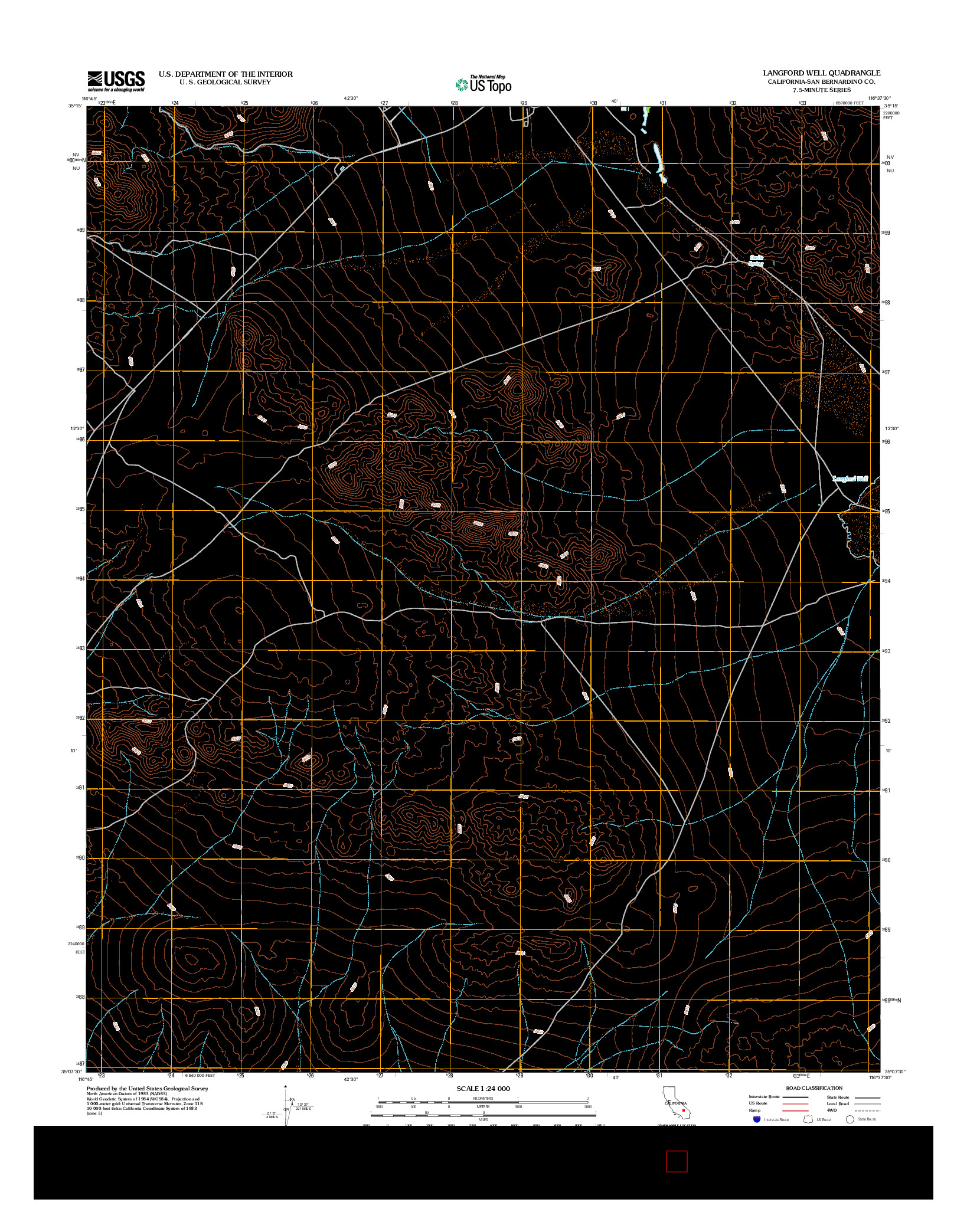 USGS US TOPO 7.5-MINUTE MAP FOR LANGFORD WELL, CA 2012