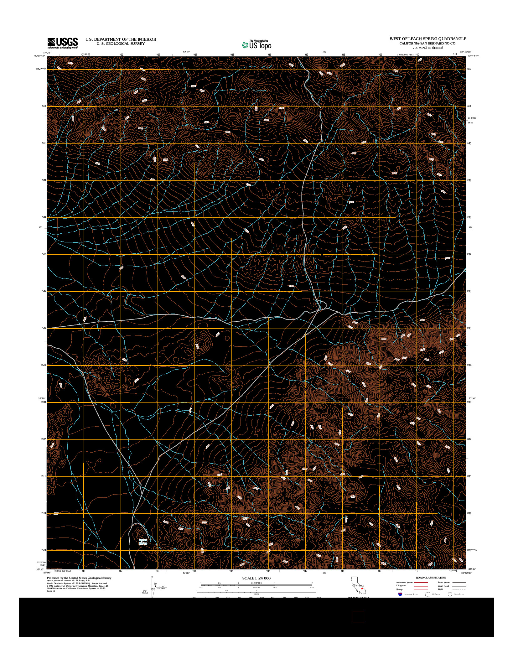 USGS US TOPO 7.5-MINUTE MAP FOR WEST OF LEACH SPRING, CA 2012