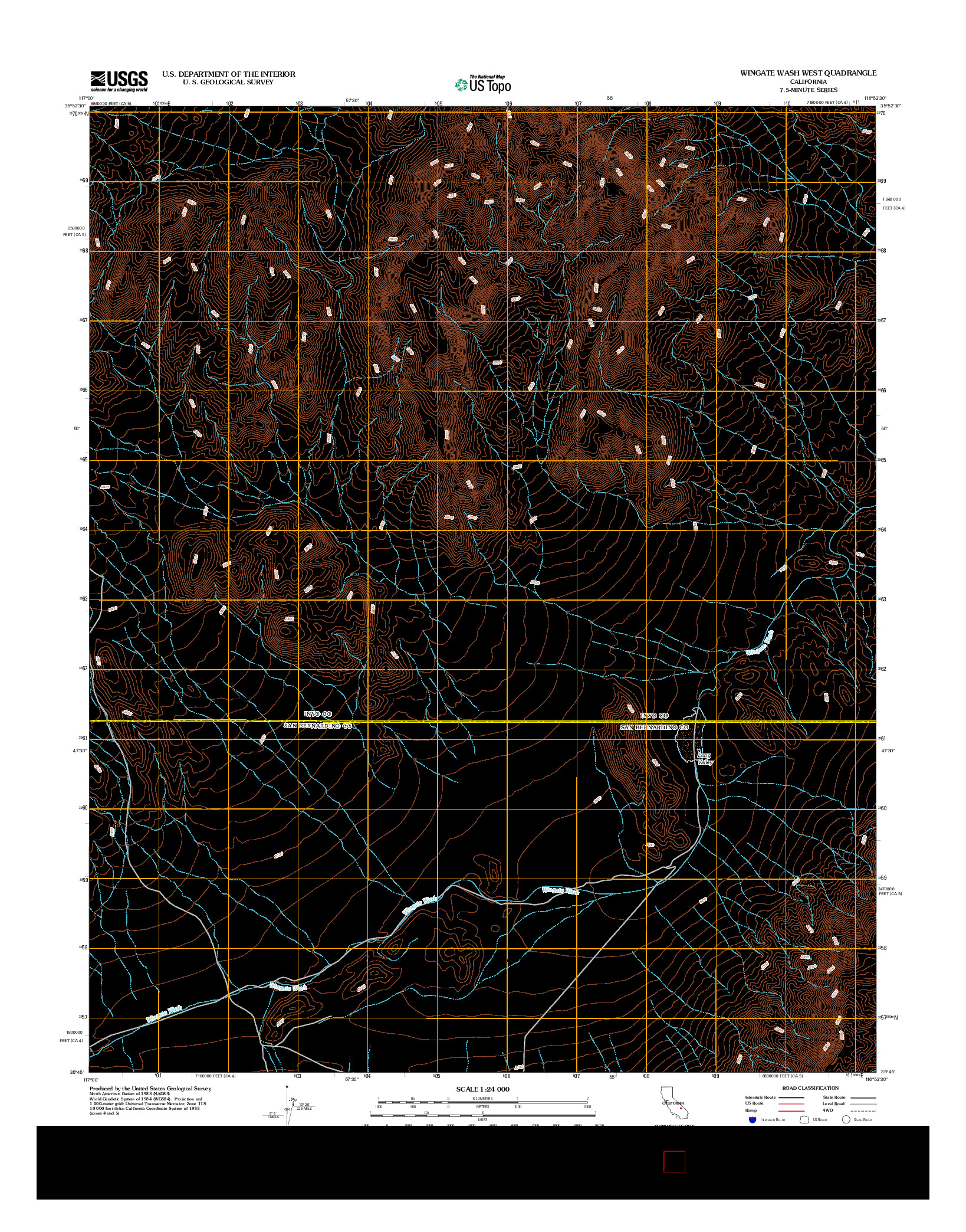 USGS US TOPO 7.5-MINUTE MAP FOR WINGATE WASH WEST, CA 2012