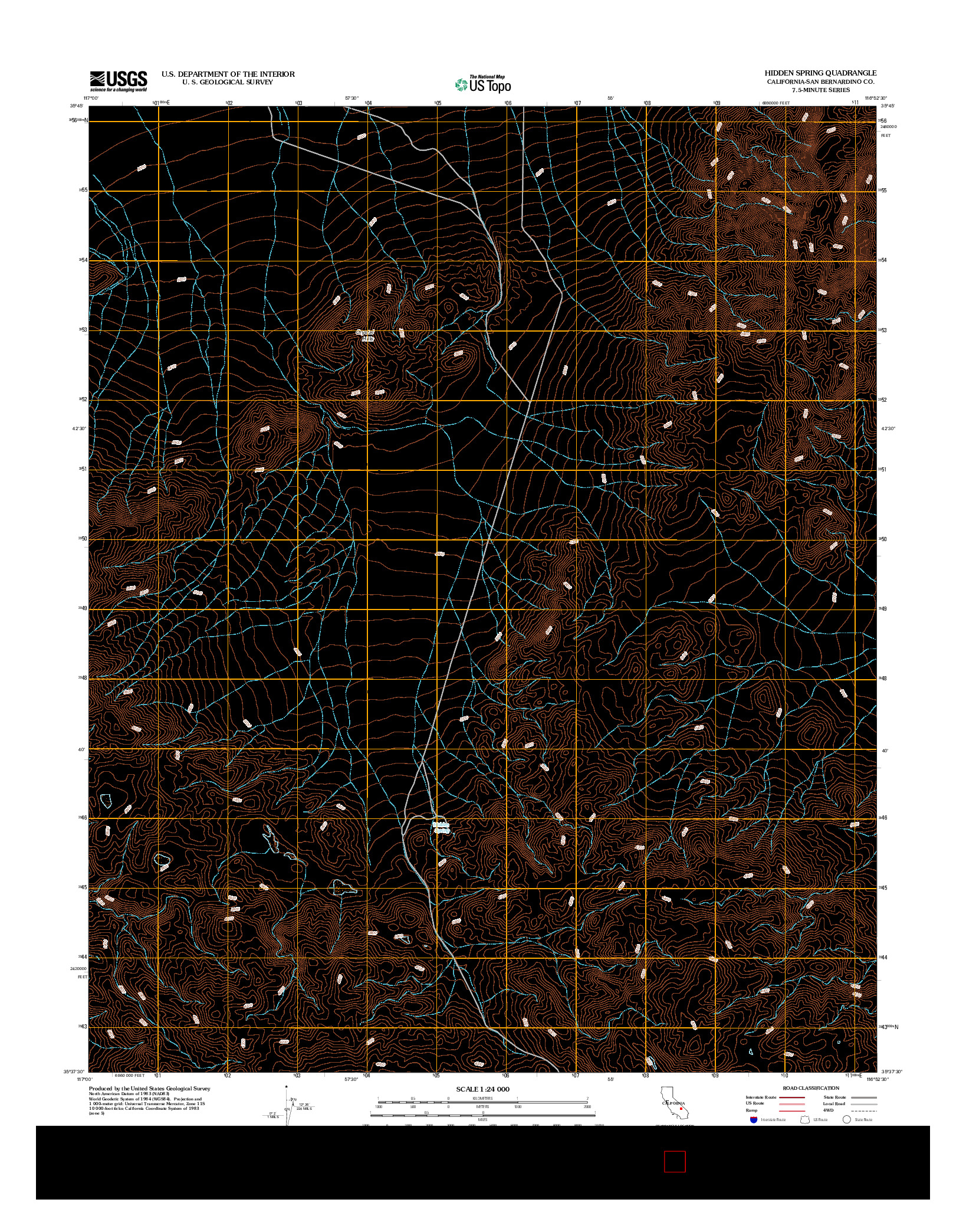 USGS US TOPO 7.5-MINUTE MAP FOR HIDDEN SPRING, CA 2012