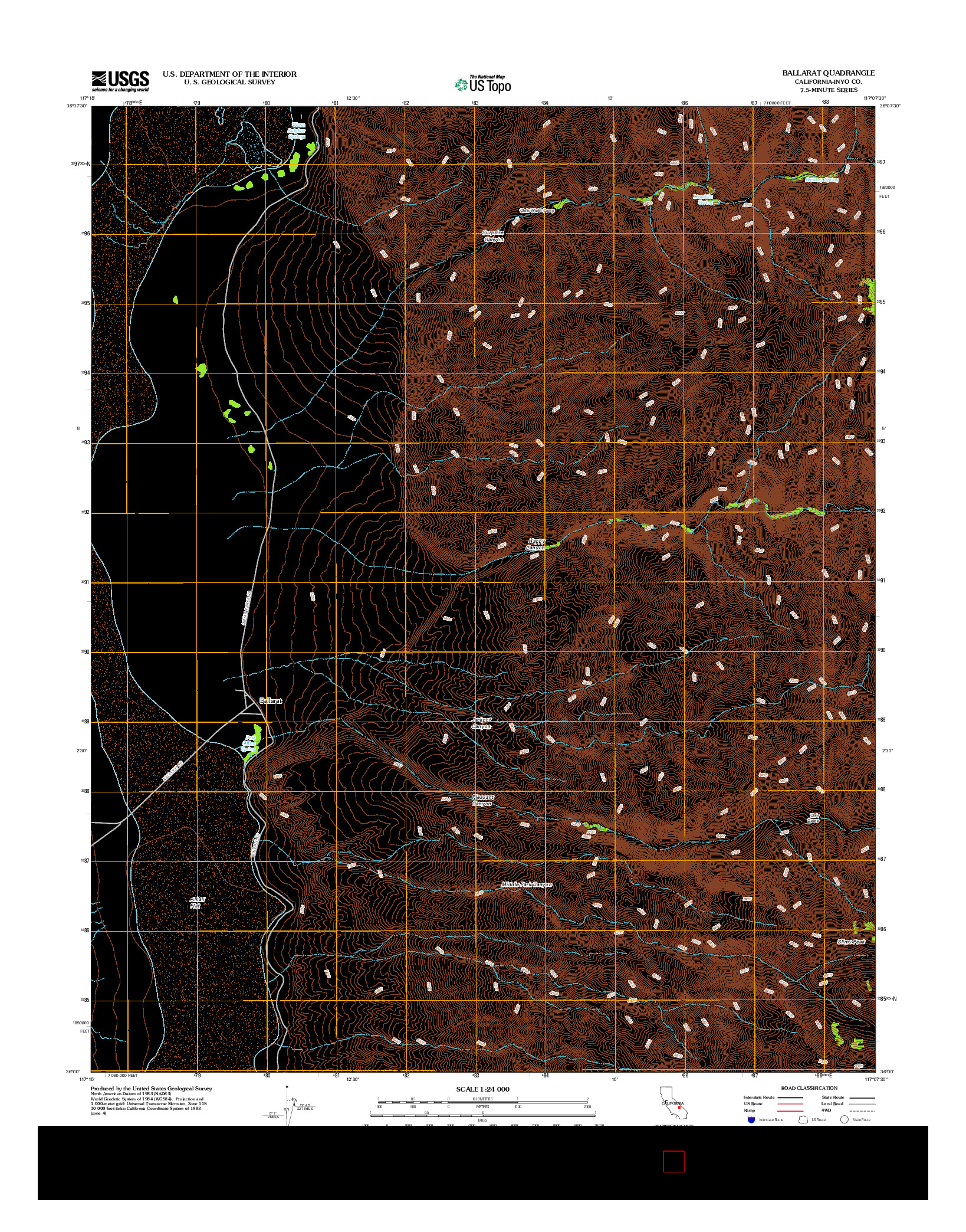 USGS US TOPO 7.5-MINUTE MAP FOR BALLARAT, CA 2012