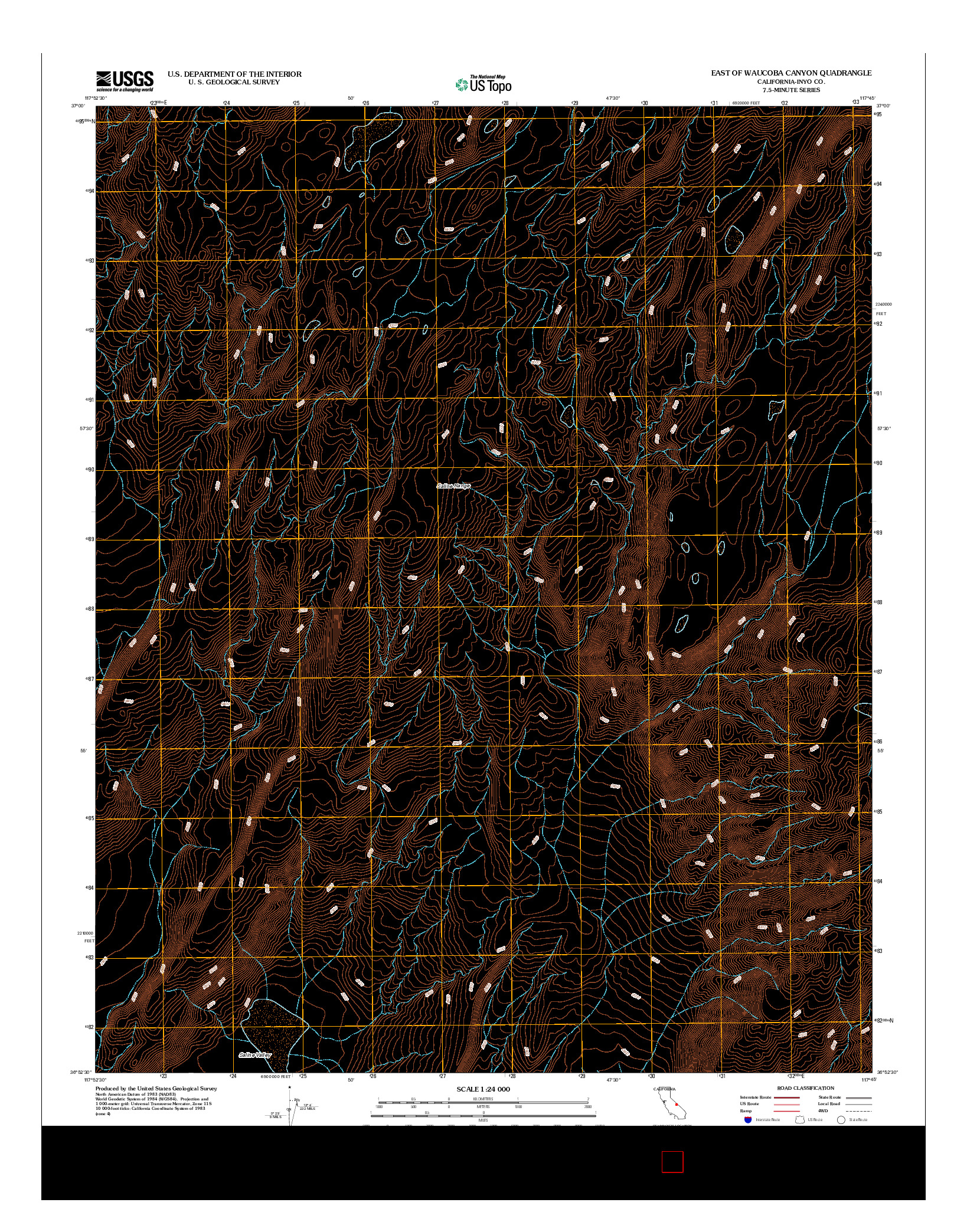 USGS US TOPO 7.5-MINUTE MAP FOR EAST OF WAUCOBA CANYON, CA 2012