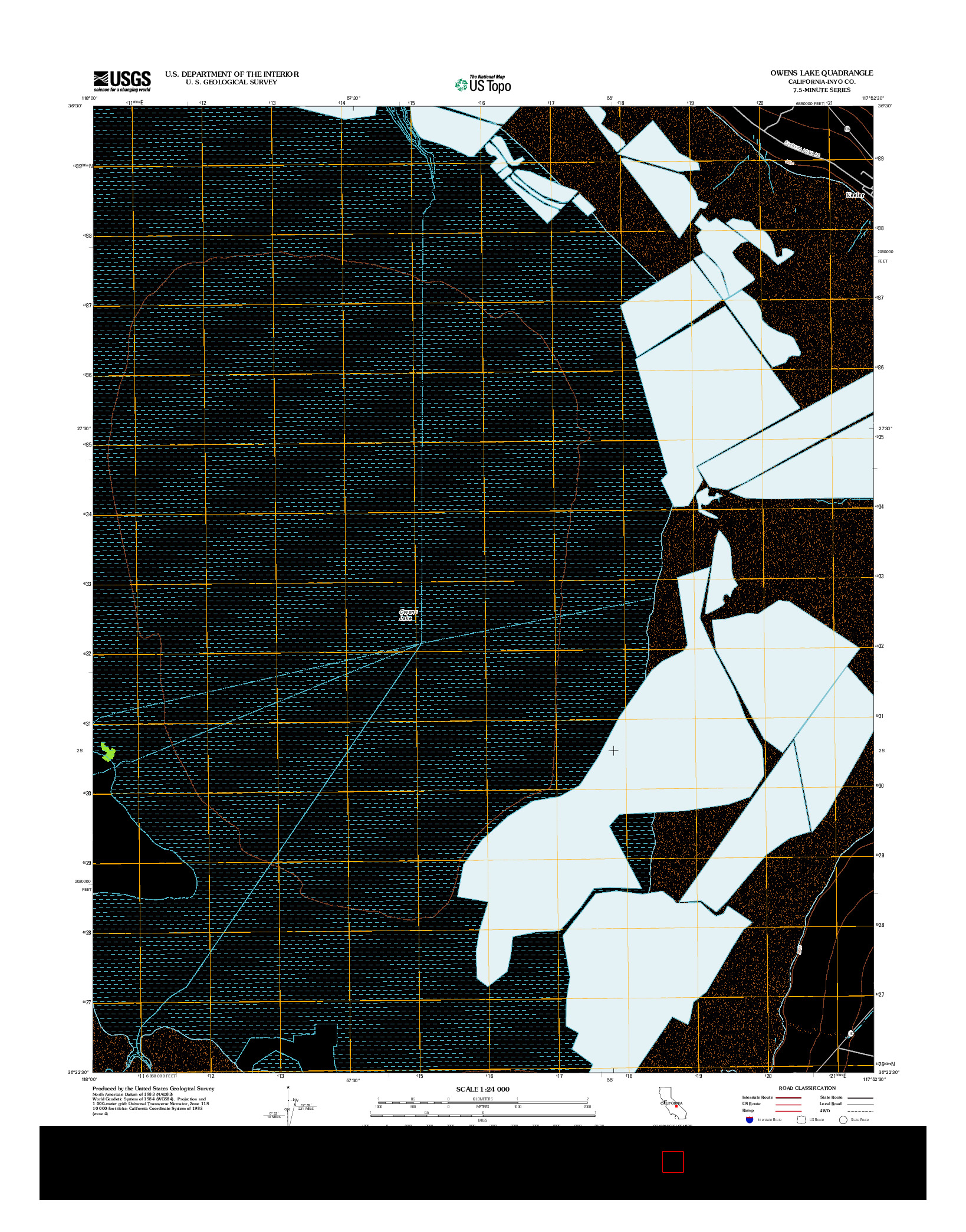 USGS US TOPO 7.5-MINUTE MAP FOR OWENS LAKE, CA 2012