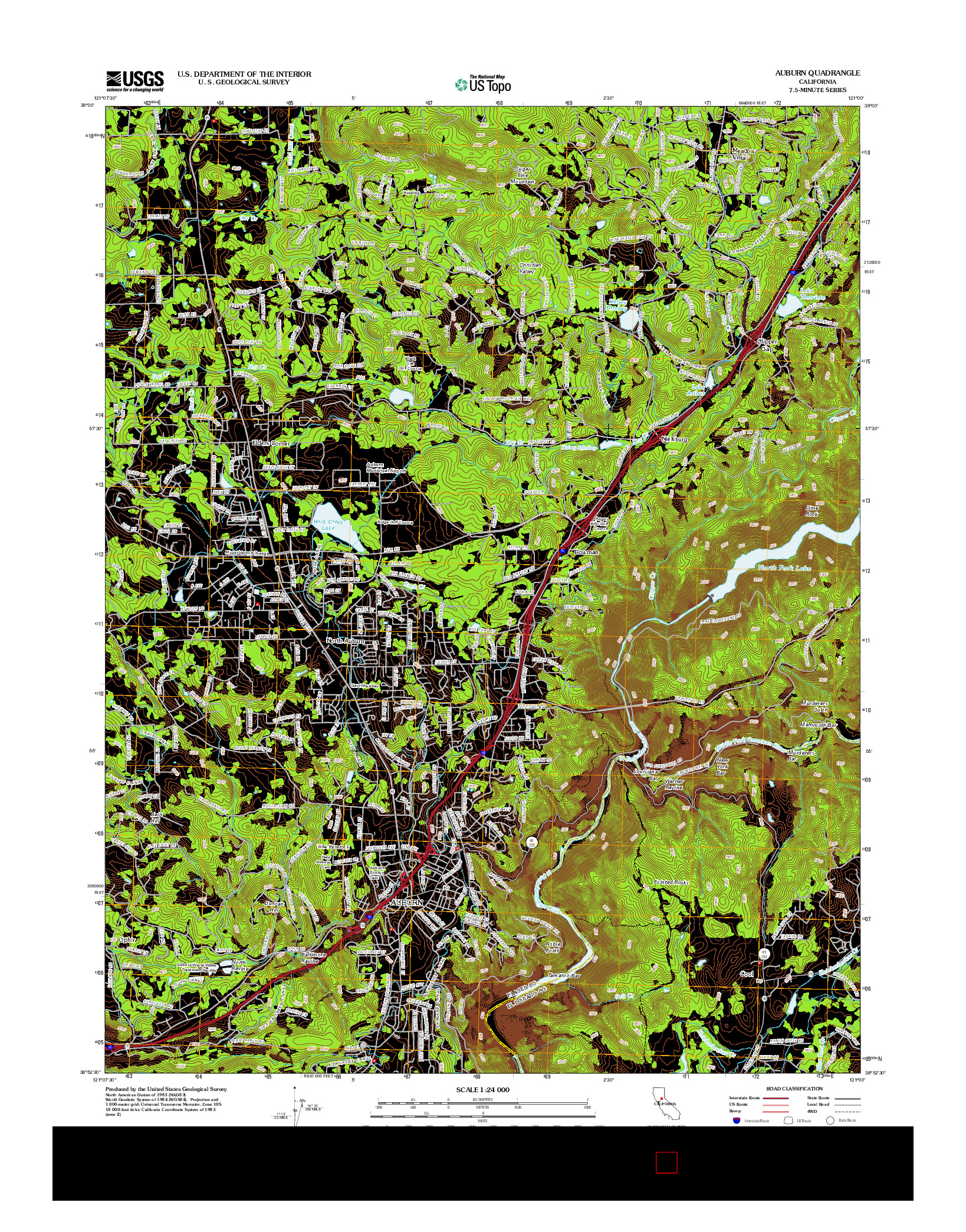 USGS US TOPO 7.5-MINUTE MAP FOR AUBURN, CA 2012
