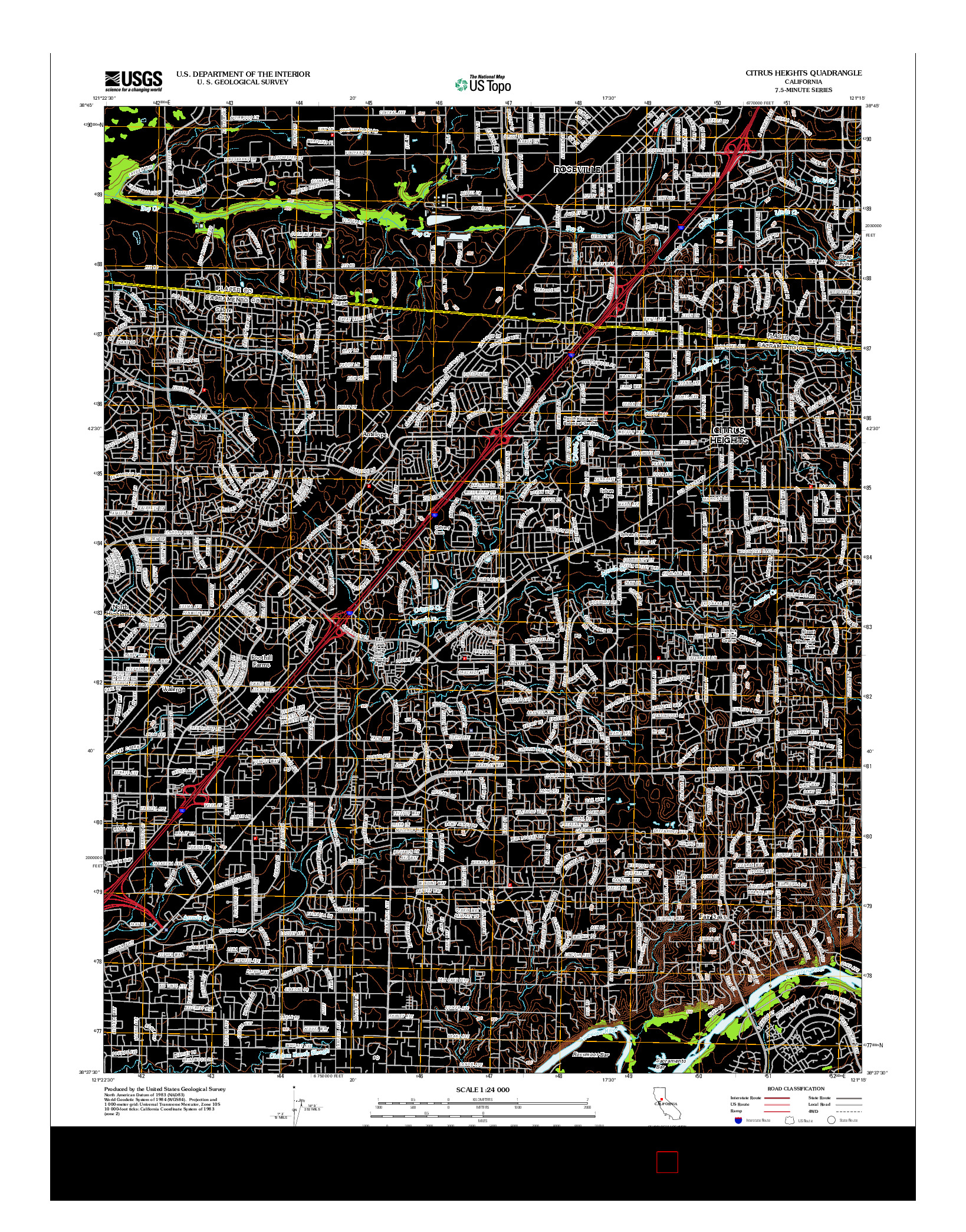 USGS US TOPO 7.5-MINUTE MAP FOR CITRUS HEIGHTS, CA 2012