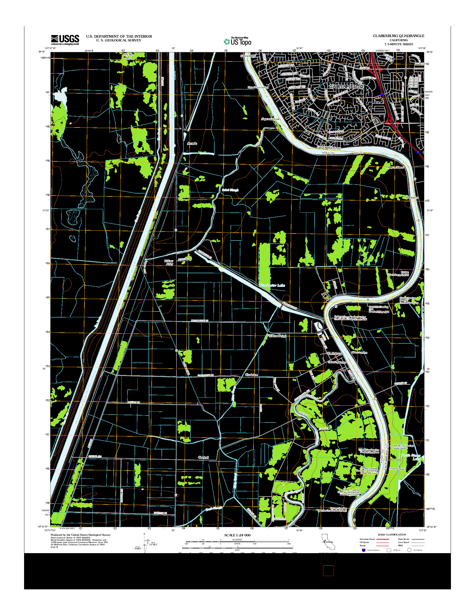 USGS US TOPO 7.5-MINUTE MAP FOR CLARKSBURG, CA 2012