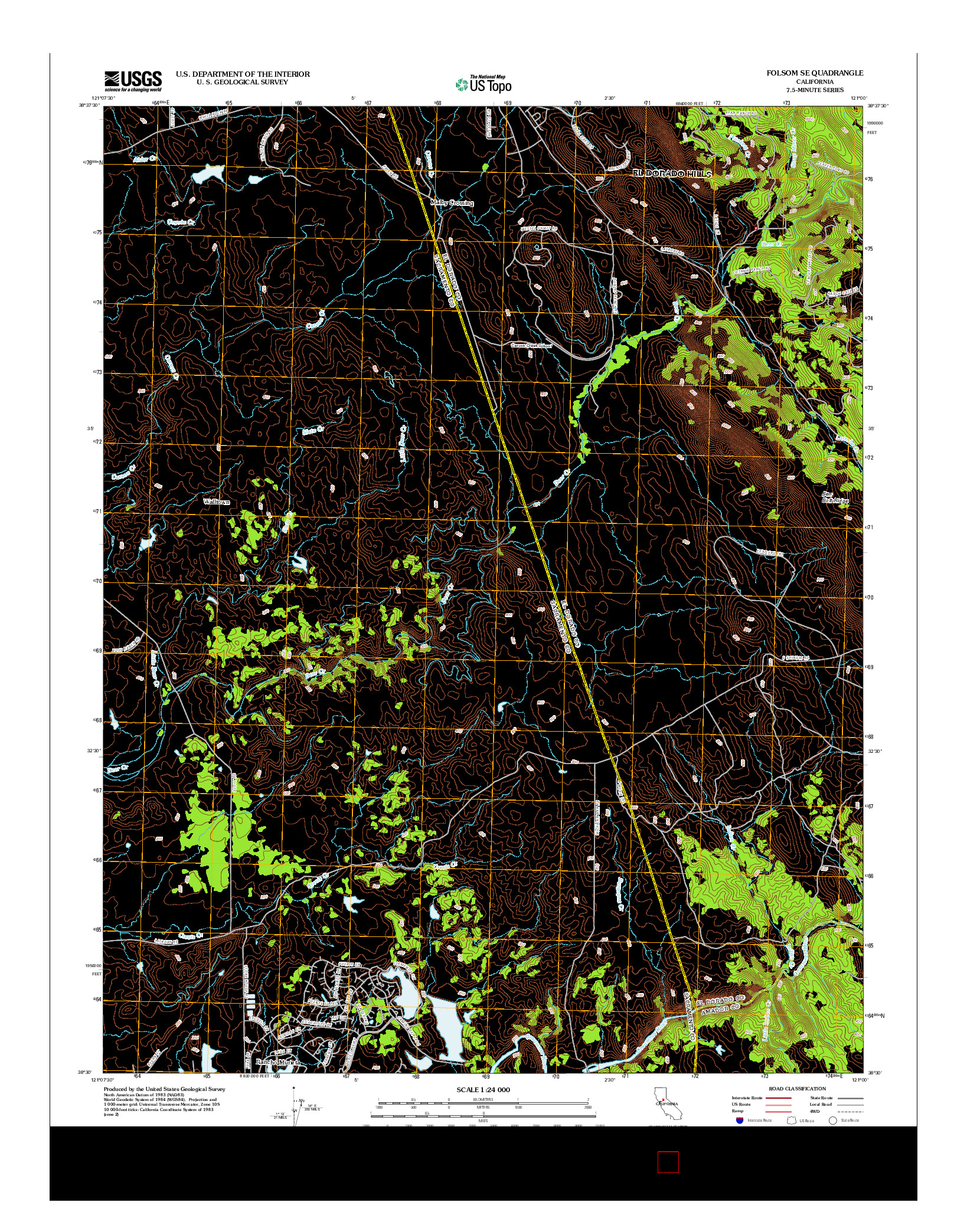 USGS US TOPO 7.5-MINUTE MAP FOR FOLSOM SE, CA 2012