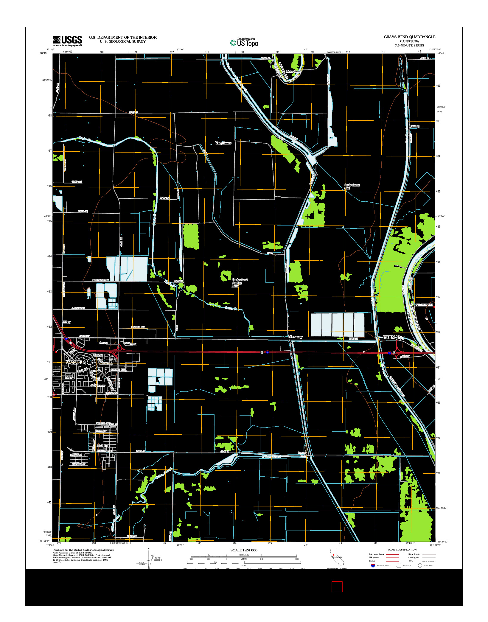 USGS US TOPO 7.5-MINUTE MAP FOR GRAYS BEND, CA 2012