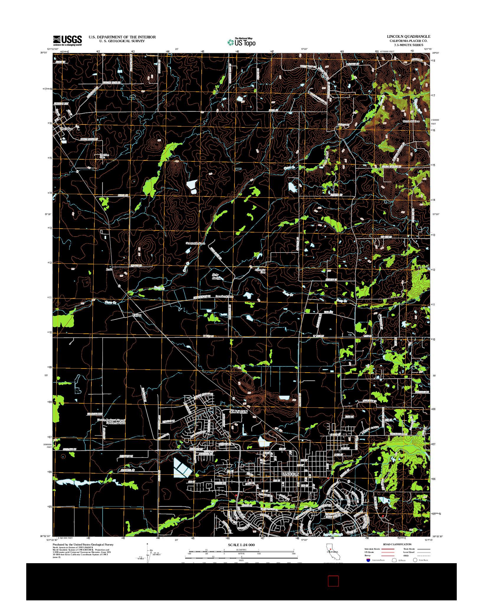 USGS US TOPO 7.5-MINUTE MAP FOR LINCOLN, CA 2012