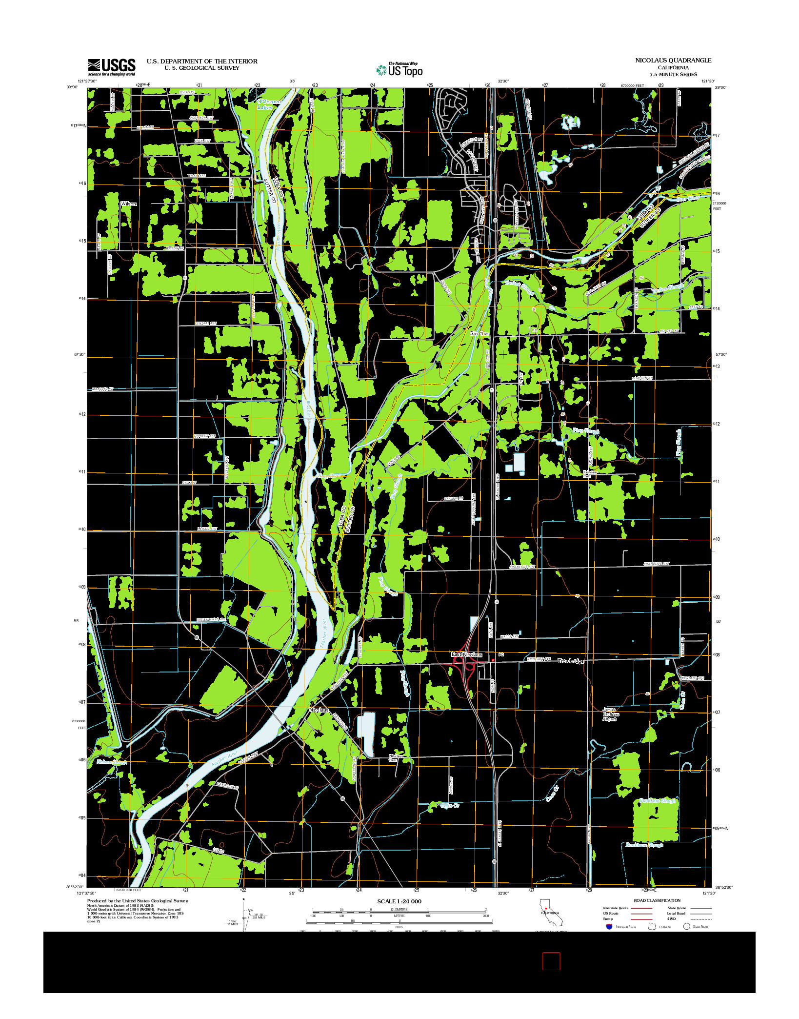 USGS US TOPO 7.5-MINUTE MAP FOR NICOLAUS, CA 2012