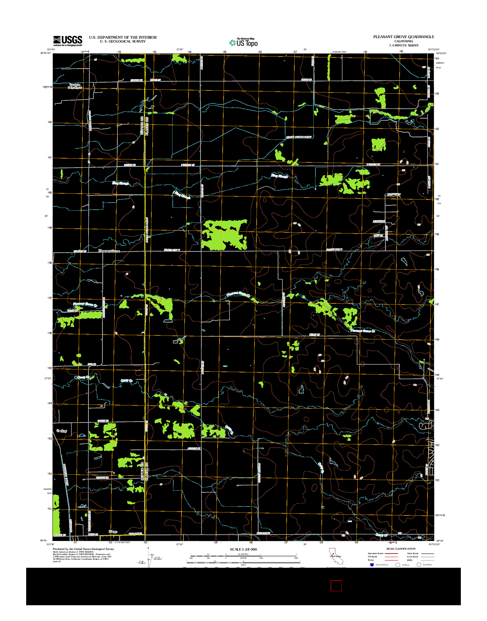 USGS US TOPO 7.5-MINUTE MAP FOR PLEASANT GROVE, CA 2012
