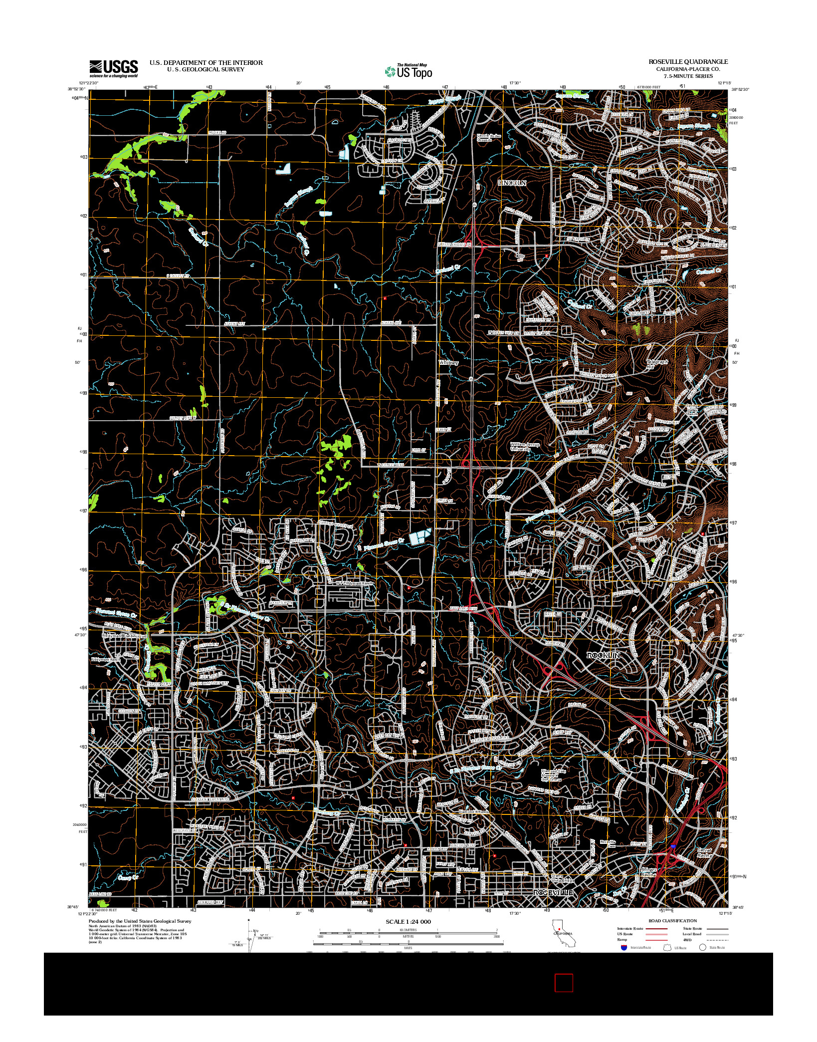 USGS US TOPO 7.5-MINUTE MAP FOR ROSEVILLE, CA 2012