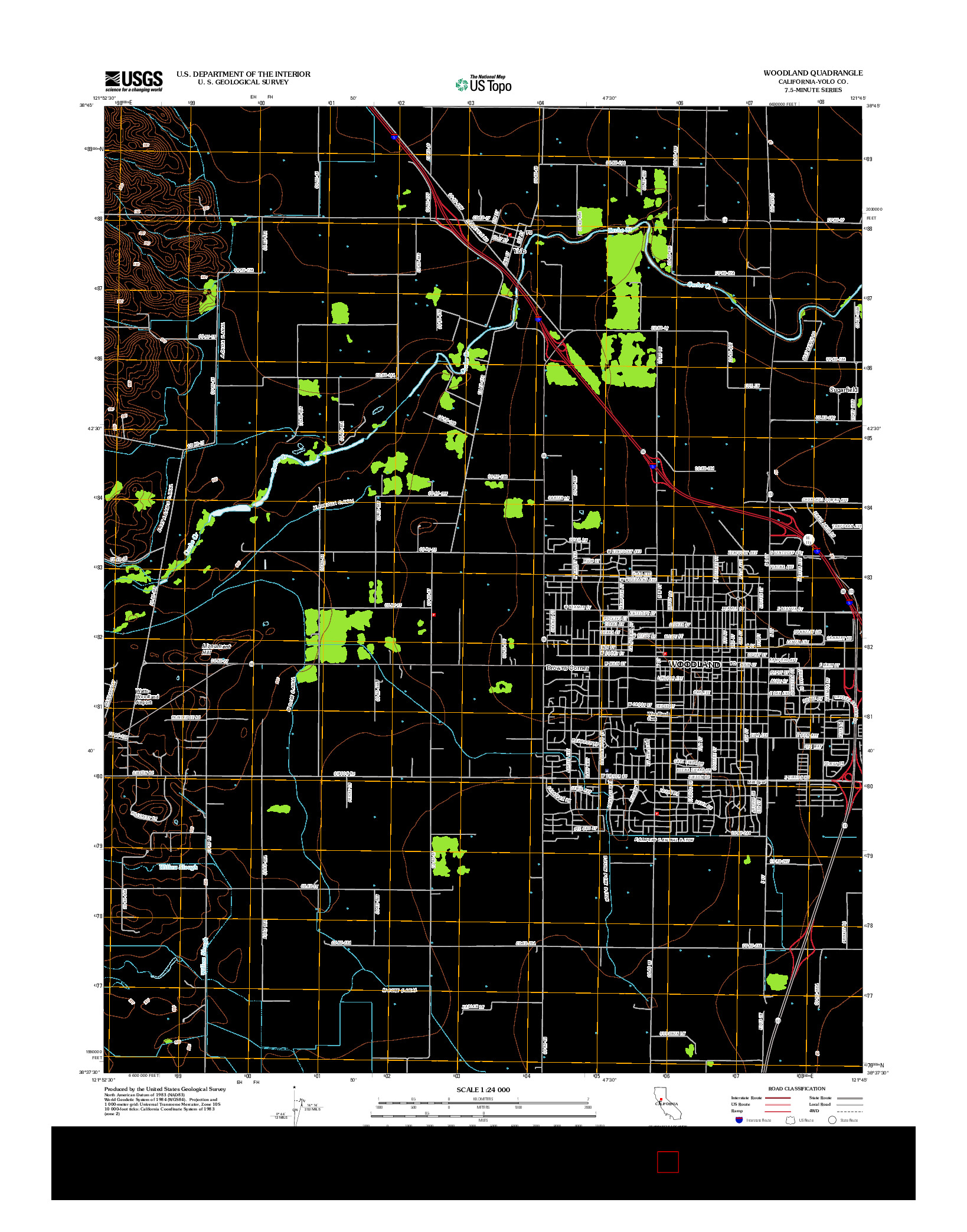 USGS US TOPO 7.5-MINUTE MAP FOR WOODLAND, CA 2012