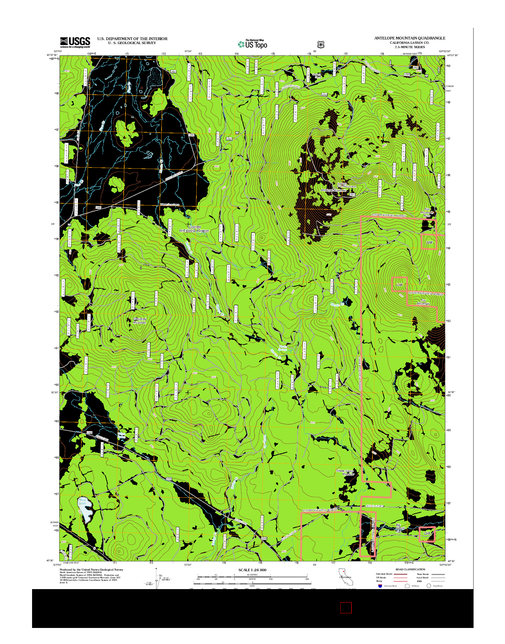 USGS US TOPO 7.5-MINUTE MAP FOR ANTELOPE MOUNTAIN, CA 2012