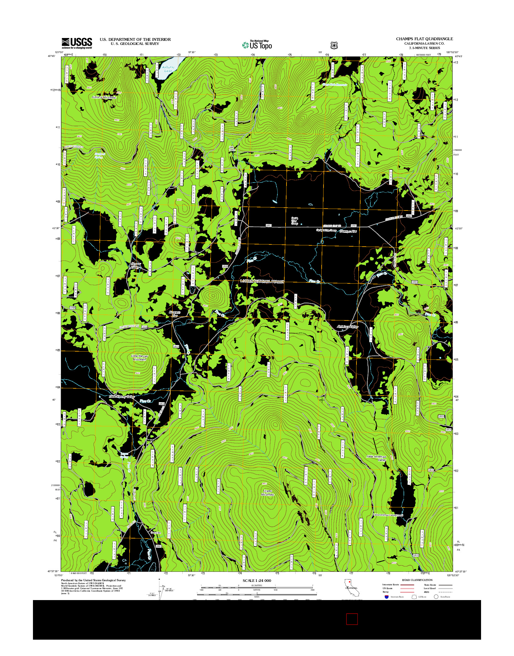 USGS US TOPO 7.5-MINUTE MAP FOR CHAMPS FLAT, CA 2012