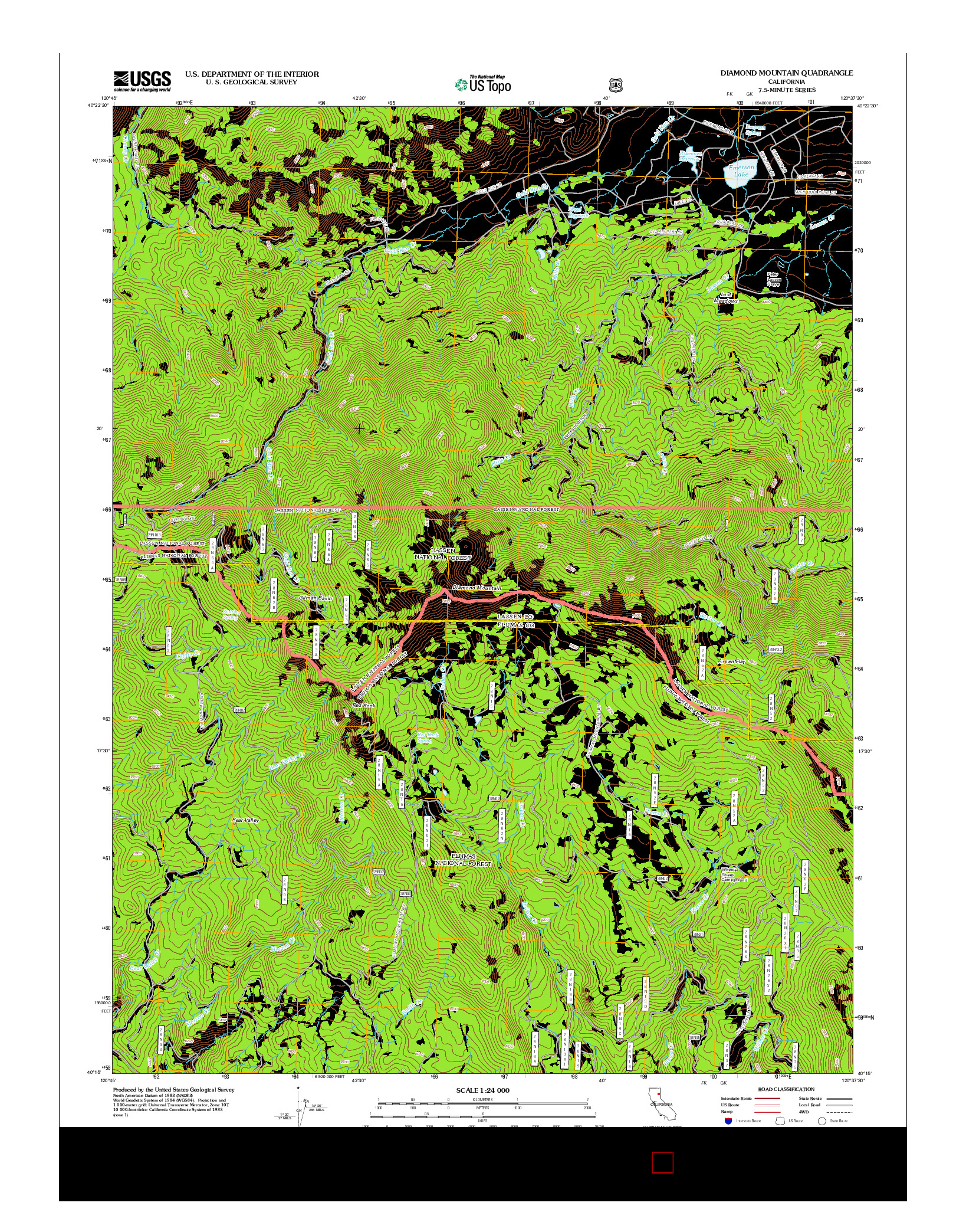 USGS US TOPO 7.5-MINUTE MAP FOR DIAMOND MOUNTAIN, CA 2012