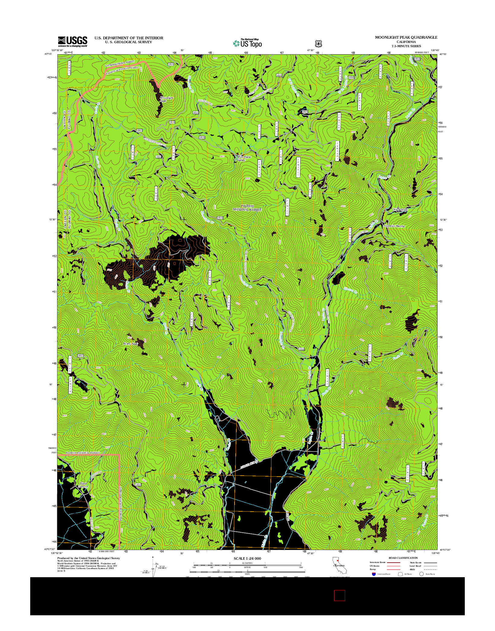 USGS US TOPO 7.5-MINUTE MAP FOR MOONLIGHT PEAK, CA 2012