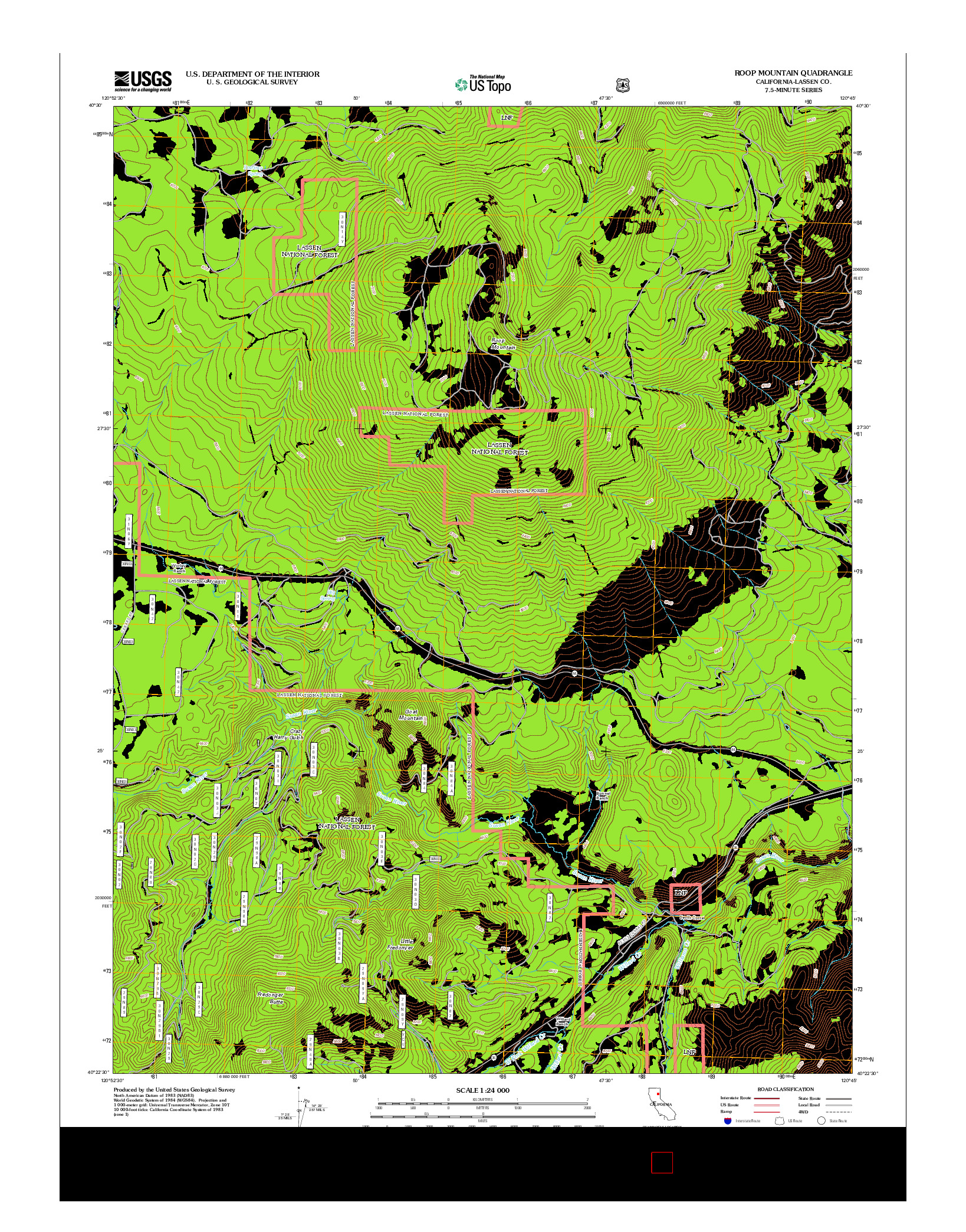 USGS US TOPO 7.5-MINUTE MAP FOR ROOP MOUNTAIN, CA 2012