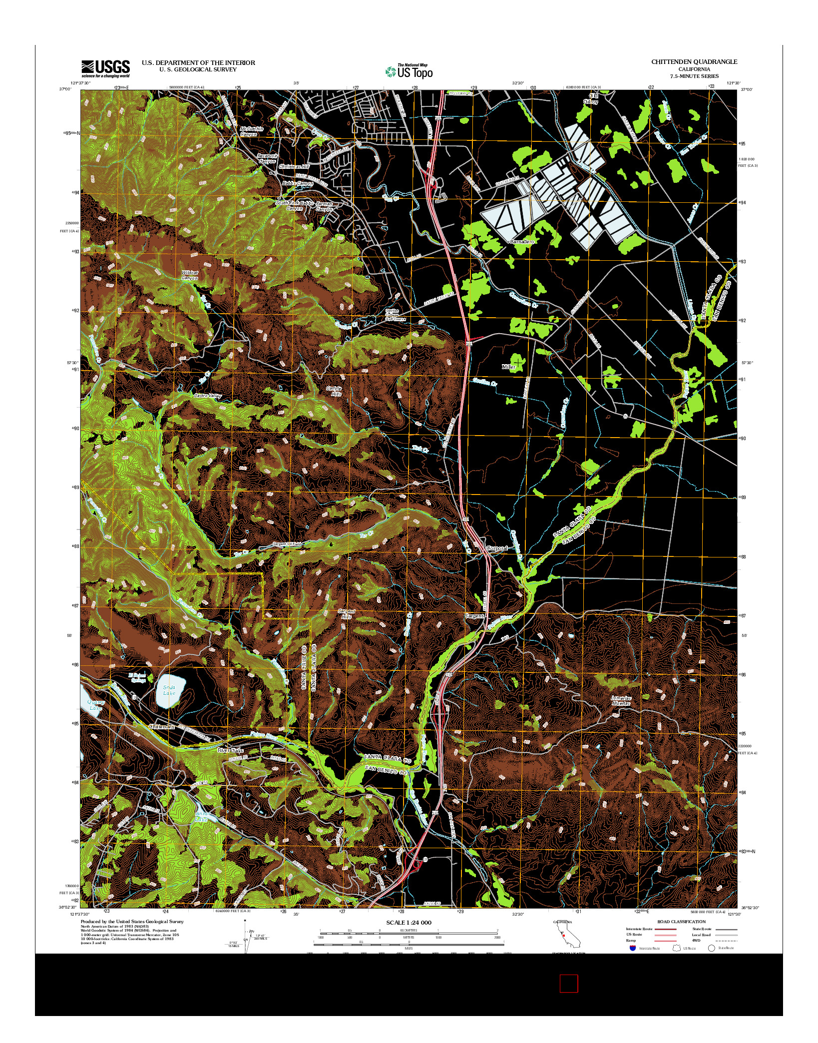 USGS US TOPO 7.5-MINUTE MAP FOR CHITTENDEN, CA 2012