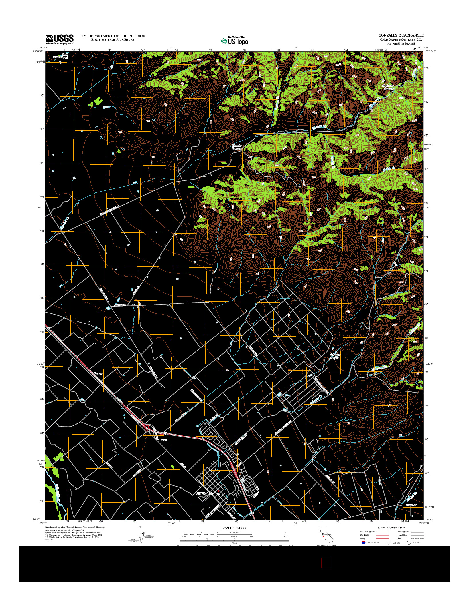 USGS US TOPO 7.5-MINUTE MAP FOR GONZALES, CA 2012