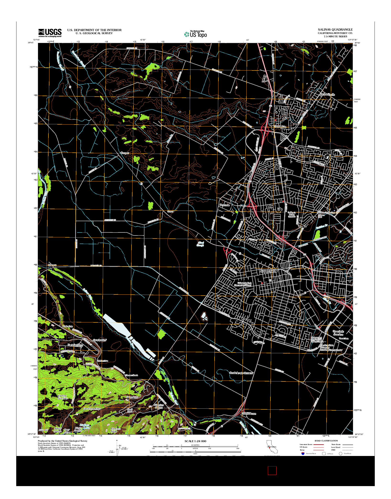 USGS US TOPO 7.5-MINUTE MAP FOR SALINAS, CA 2012