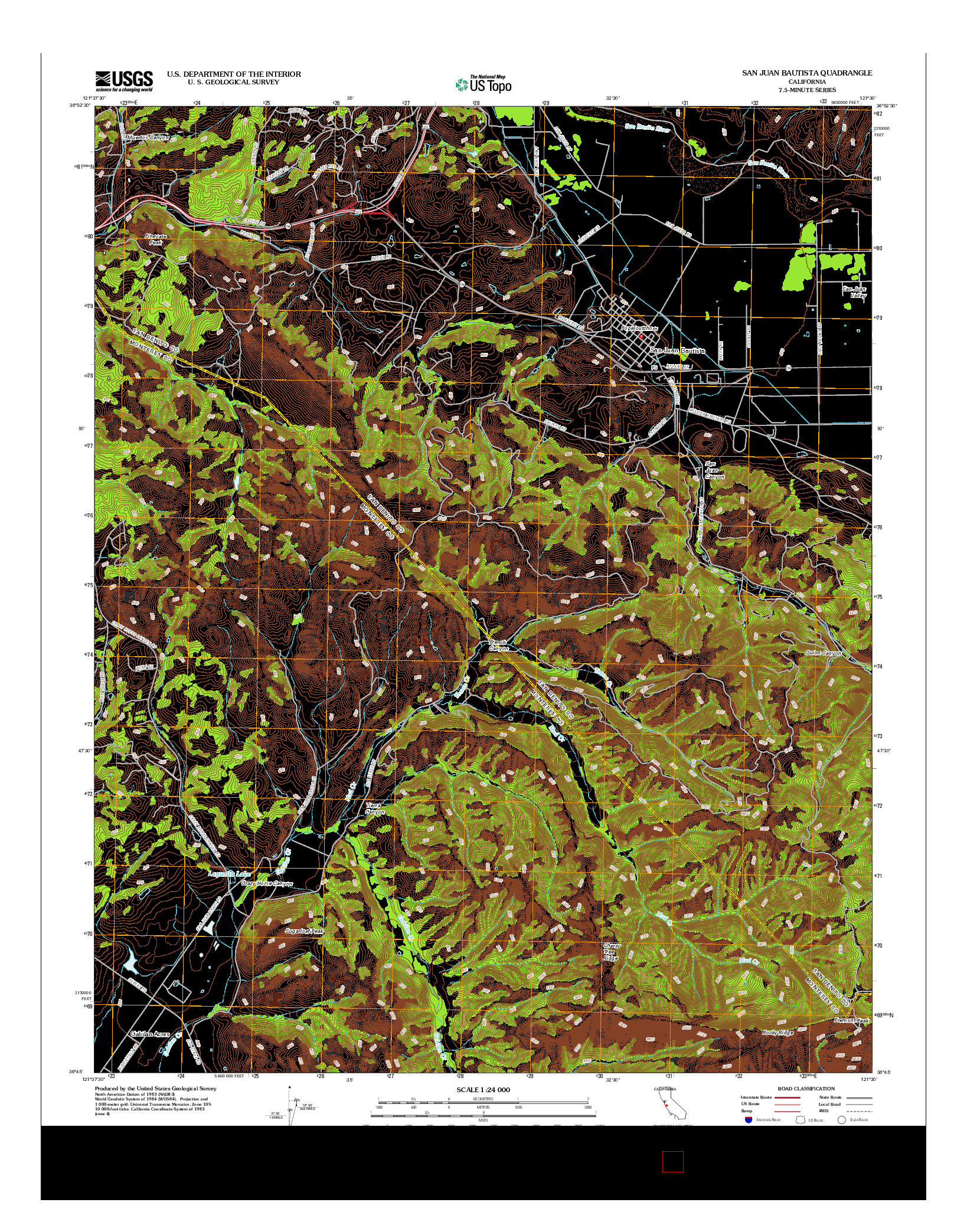 USGS US TOPO 7.5-MINUTE MAP FOR SAN JUAN BAUTISTA, CA 2012