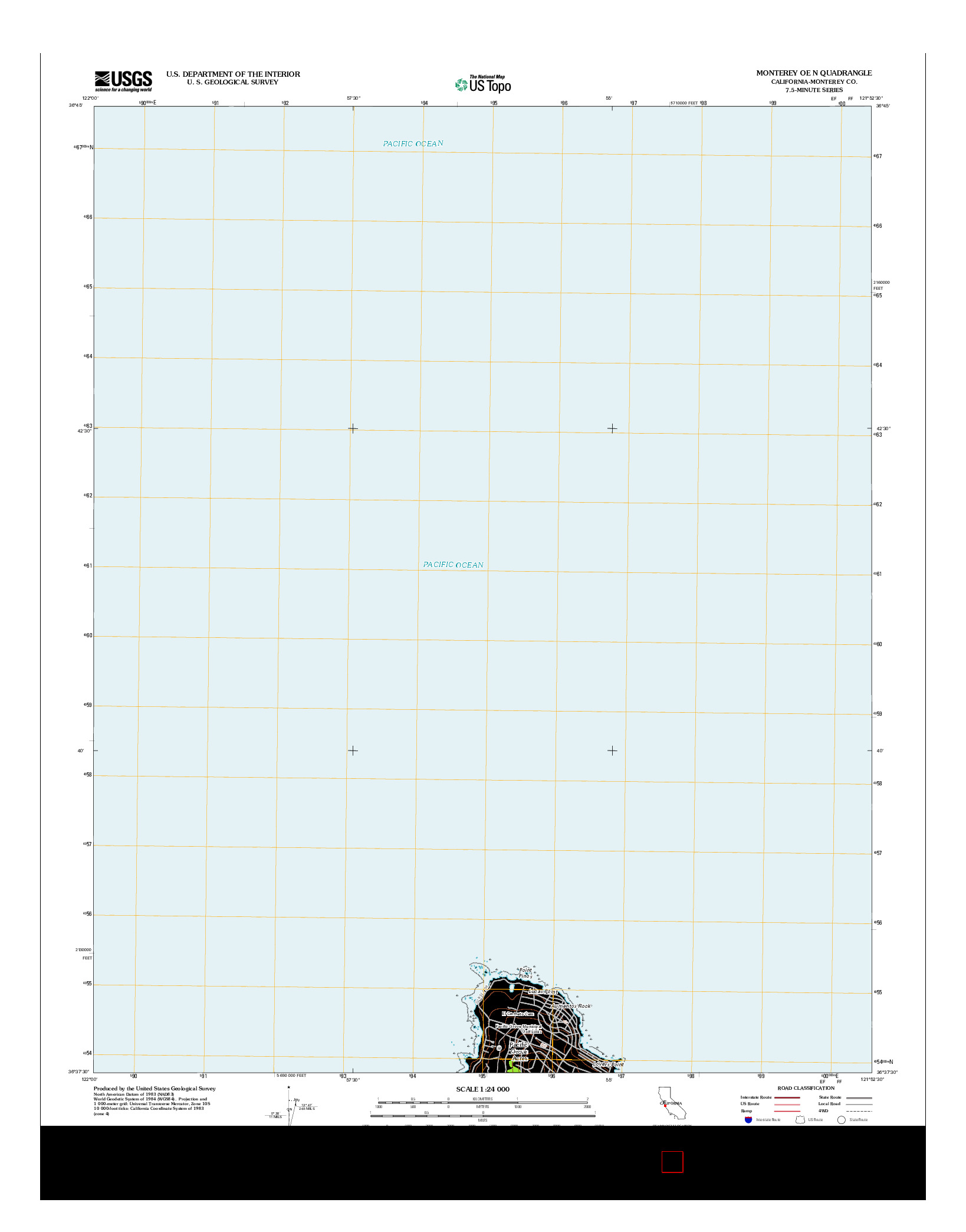 USGS US TOPO 7.5-MINUTE MAP FOR MONTEREY OE N, CA 2012