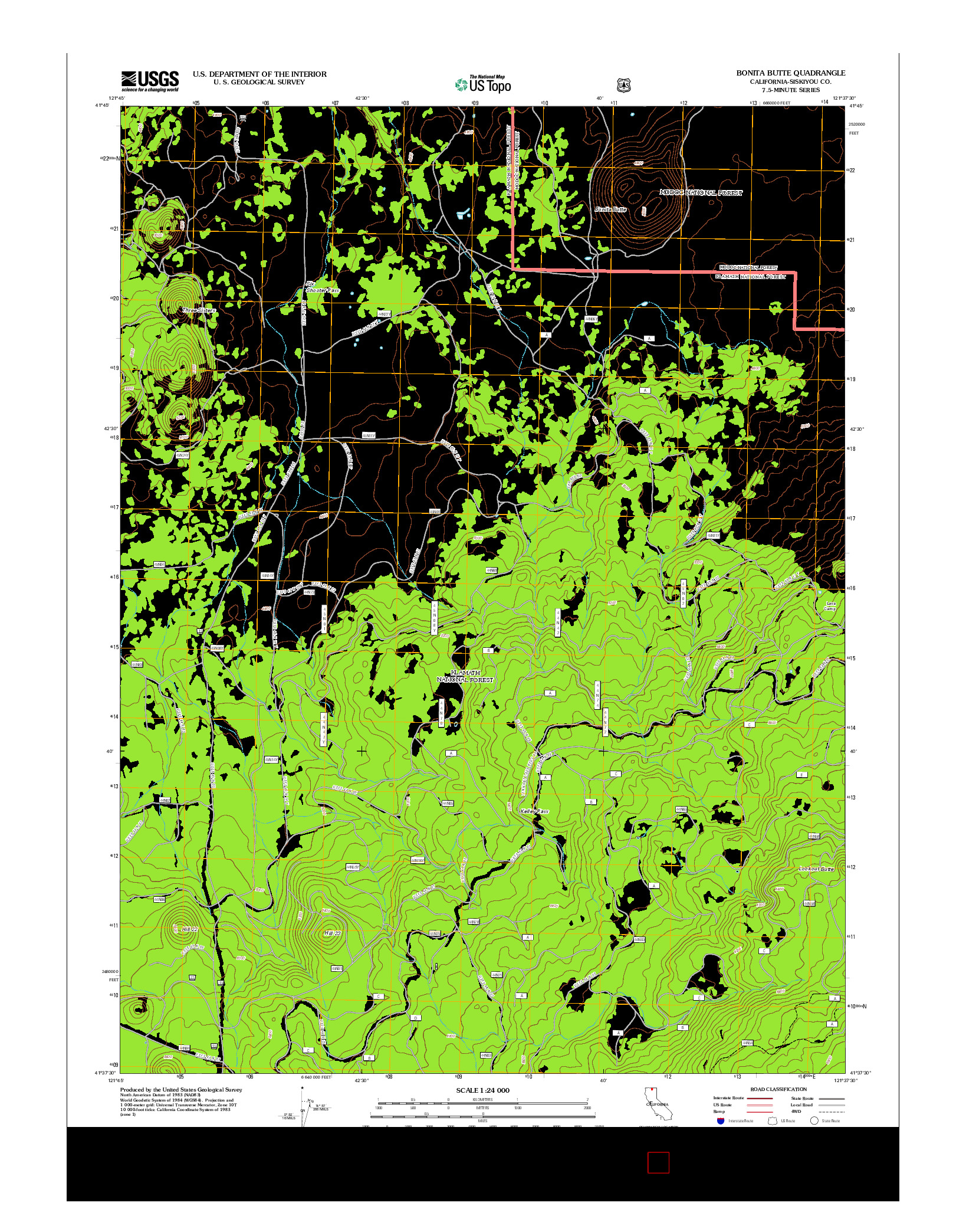 USGS US TOPO 7.5-MINUTE MAP FOR BONITA BUTTE, CA 2012