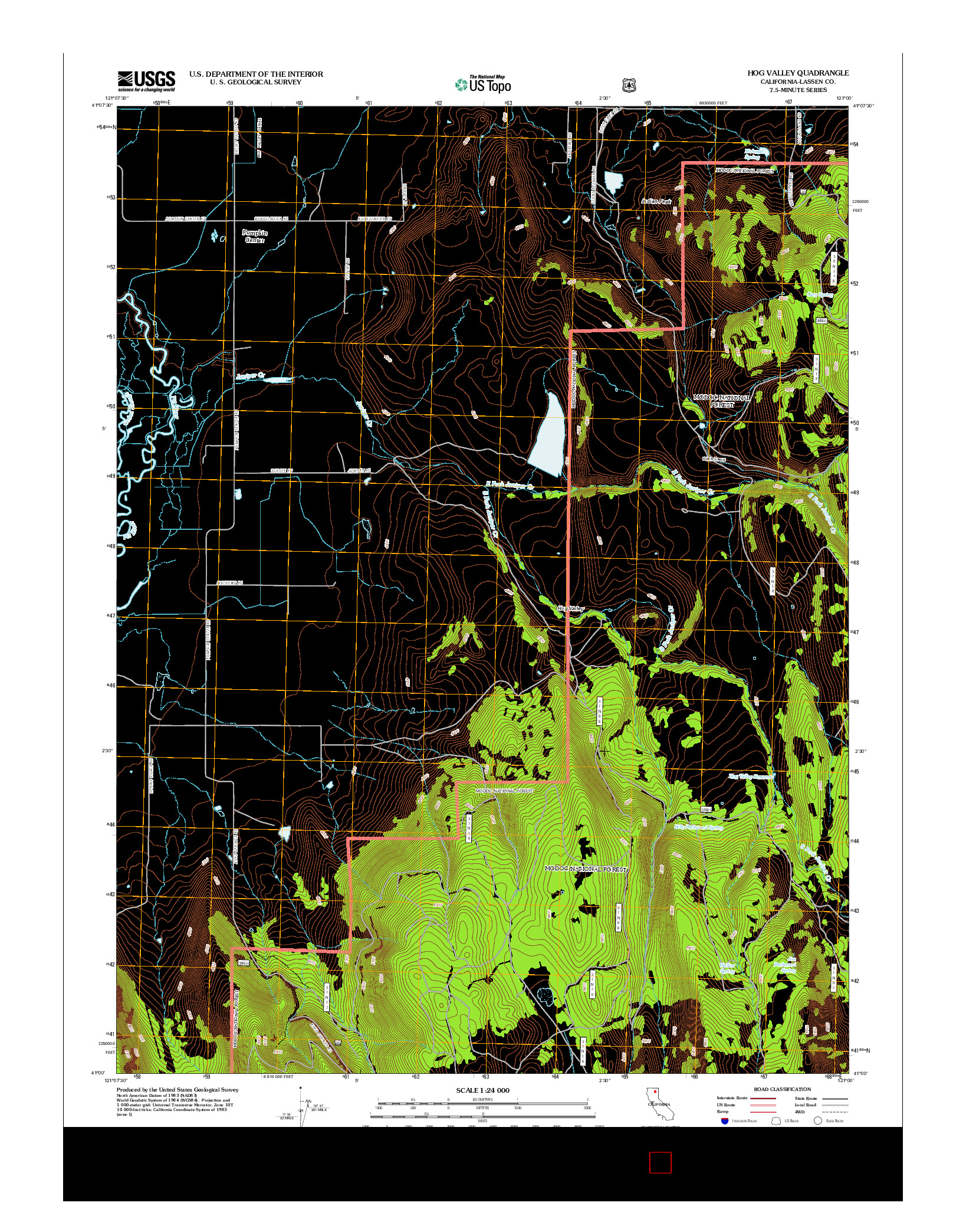 USGS US TOPO 7.5-MINUTE MAP FOR HOG VALLEY, CA 2012