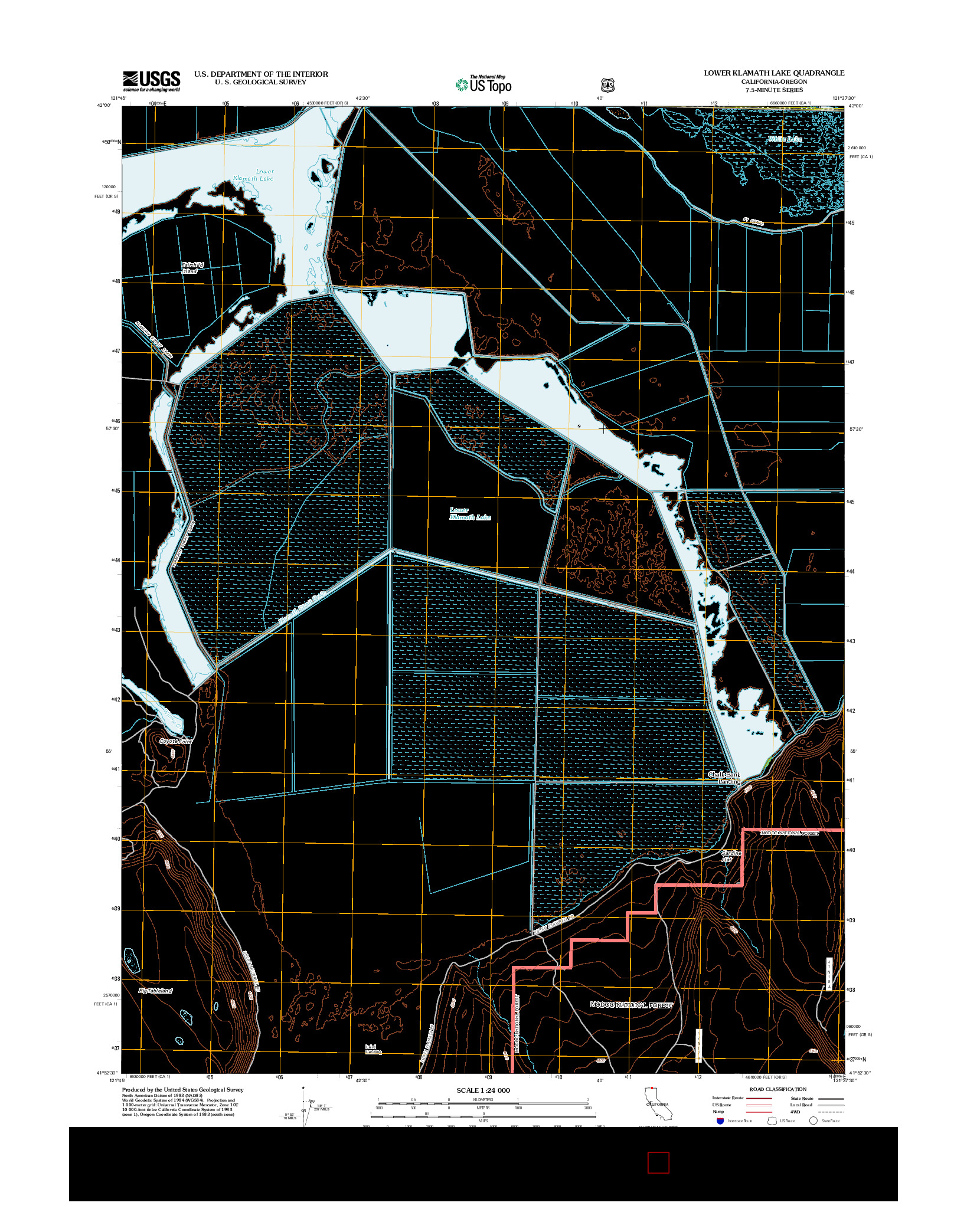 USGS US TOPO 7.5-MINUTE MAP FOR LOWER KLAMATH LAKE, CA-OR 2012