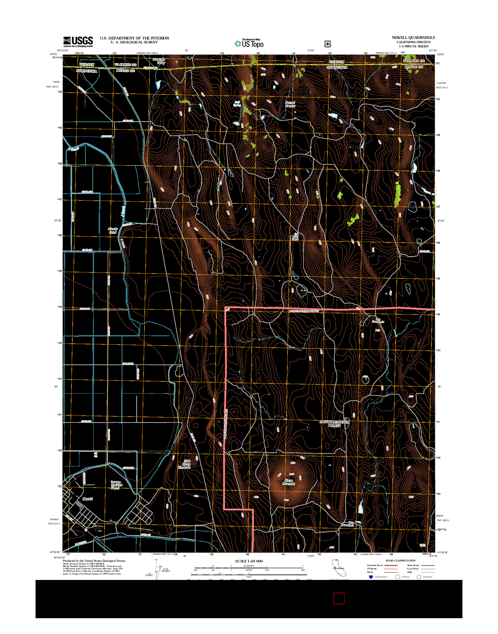 USGS US TOPO 7.5-MINUTE MAP FOR NEWELL, CA-OR 2012