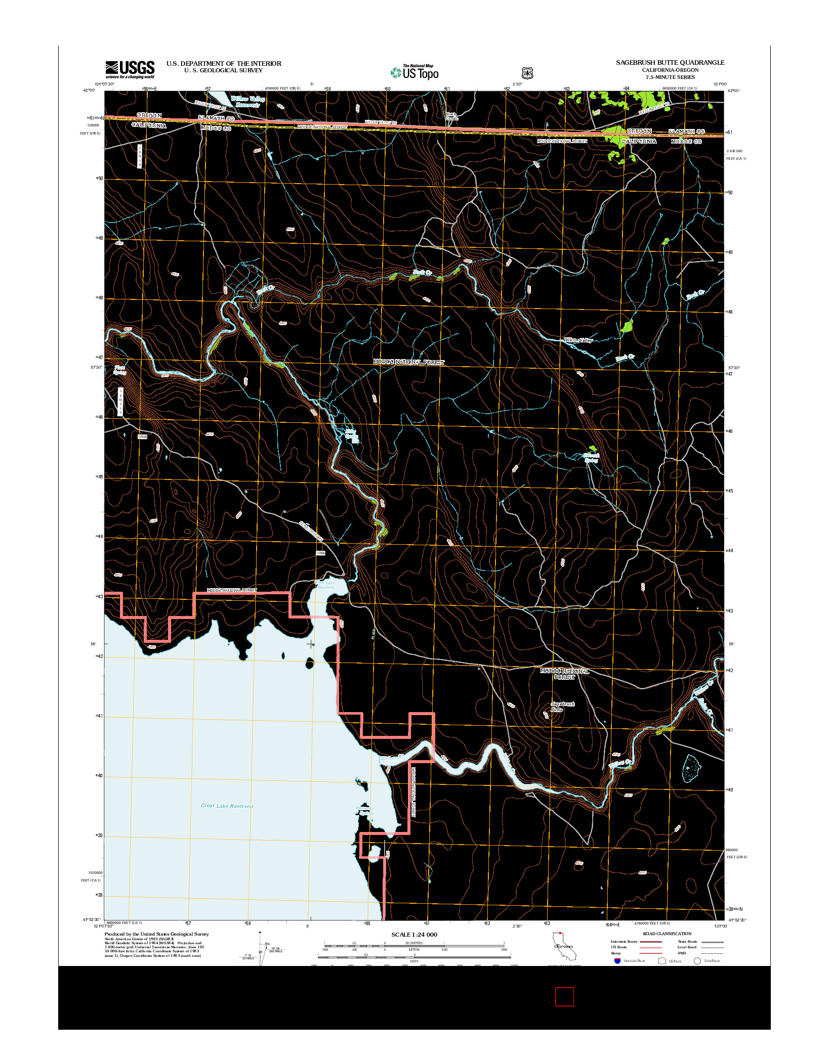 USGS US TOPO 7.5-MINUTE MAP FOR SAGEBRUSH BUTTE, CA-OR 2012