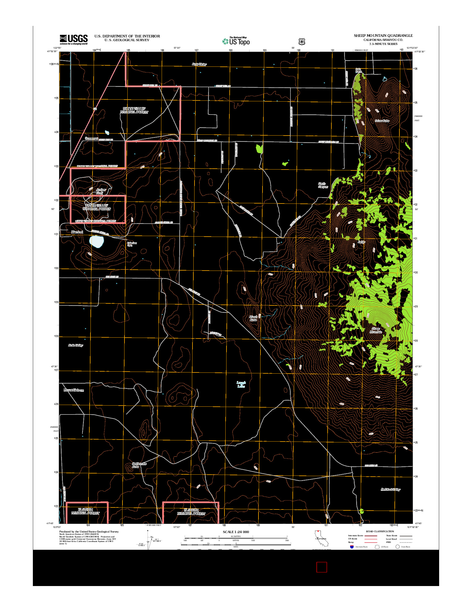 USGS US TOPO 7.5-MINUTE MAP FOR SHEEP MOUNTAIN, CA 2012