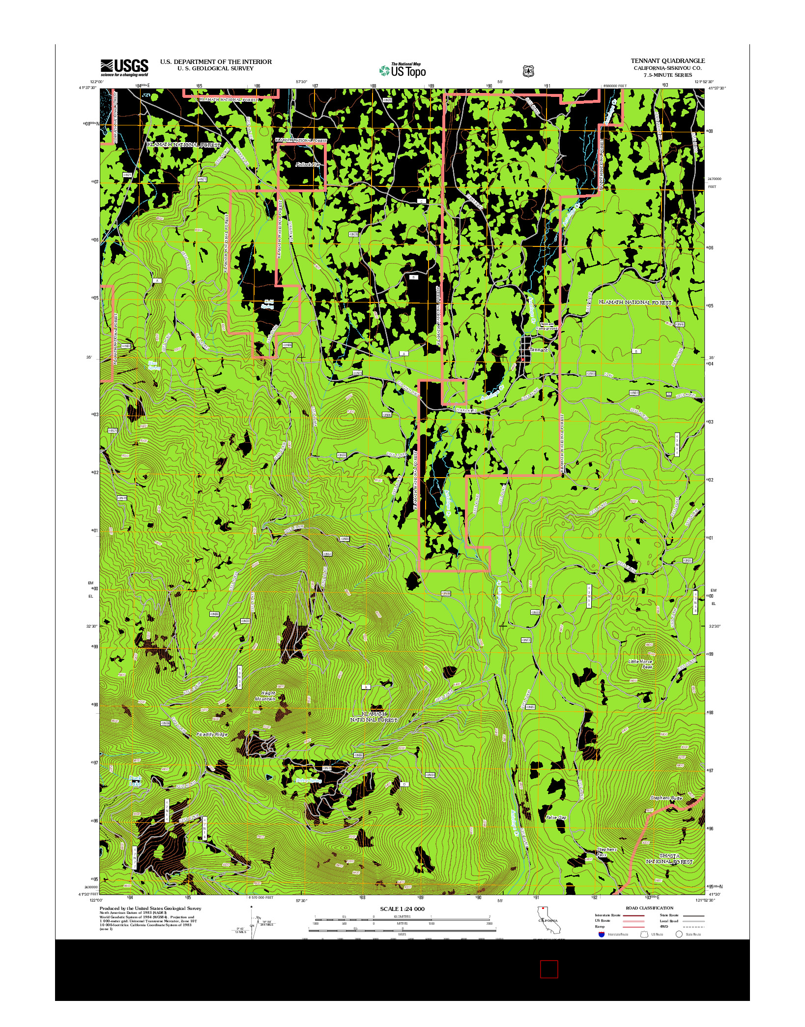 USGS US TOPO 7.5-MINUTE MAP FOR TENNANT, CA 2012