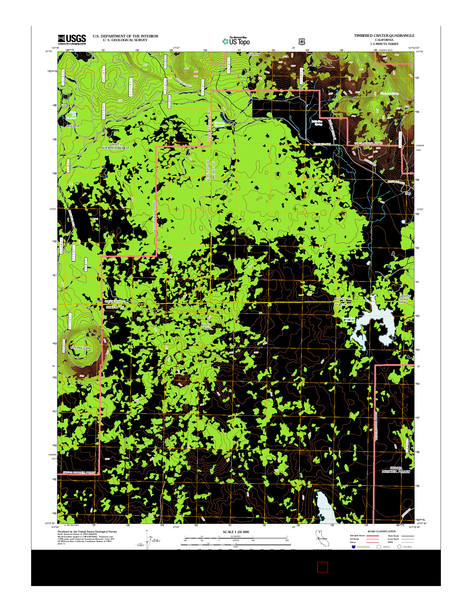 USGS US TOPO 7.5-MINUTE MAP FOR TIMBERED CRATER, CA 2012