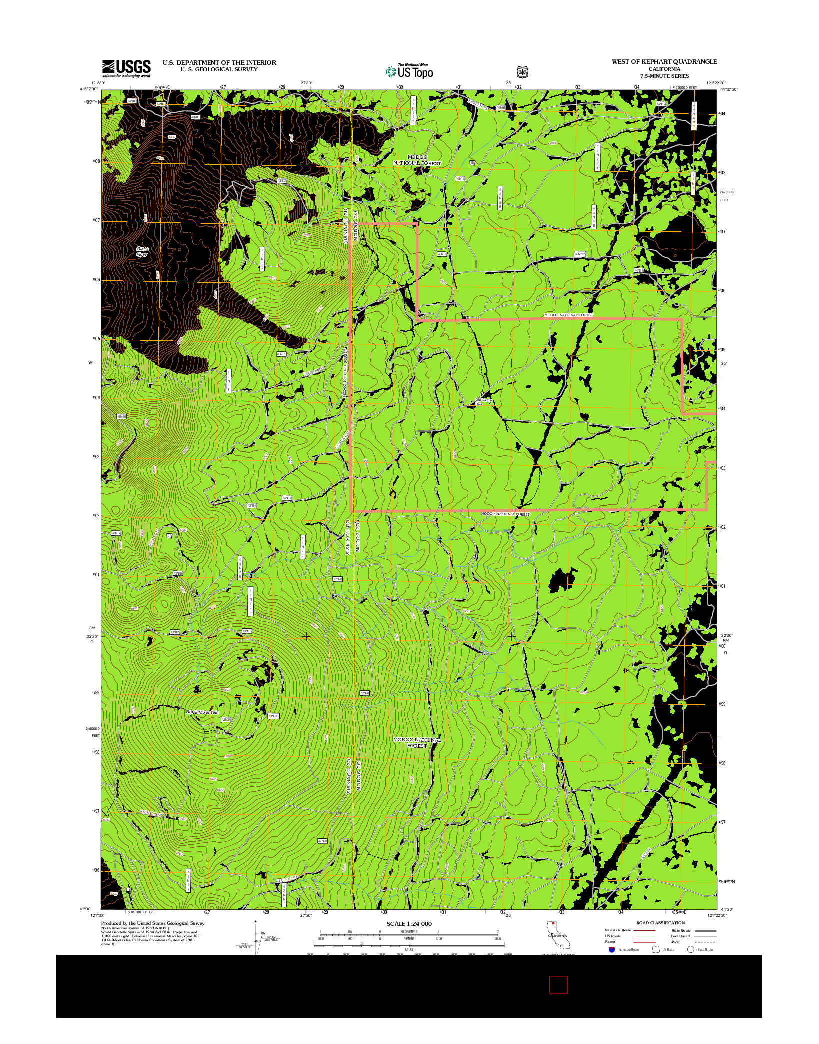 USGS US TOPO 7.5-MINUTE MAP FOR WEST OF KEPHART, CA 2012