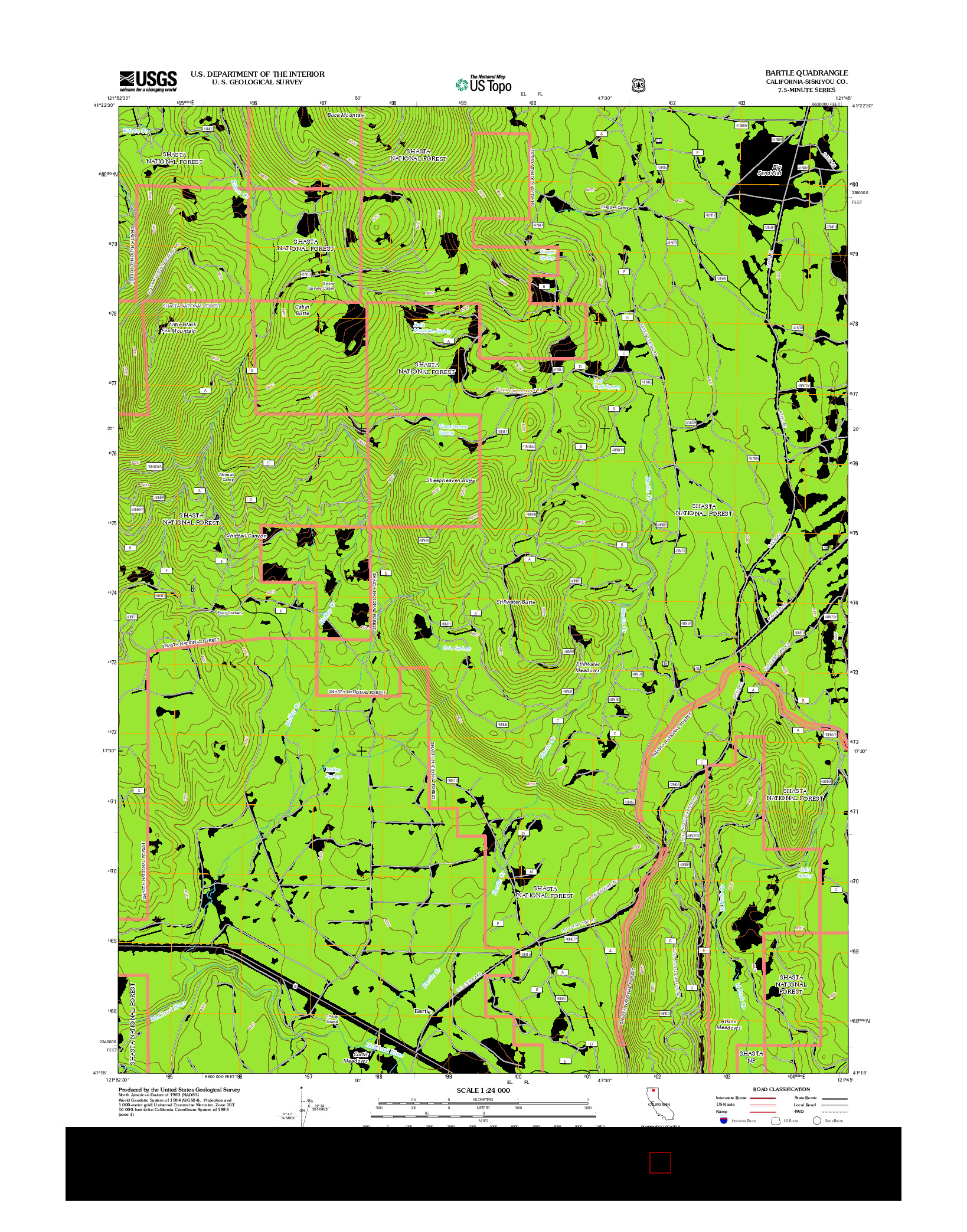 USGS US TOPO 7.5-MINUTE MAP FOR BARTLE, CA 2012