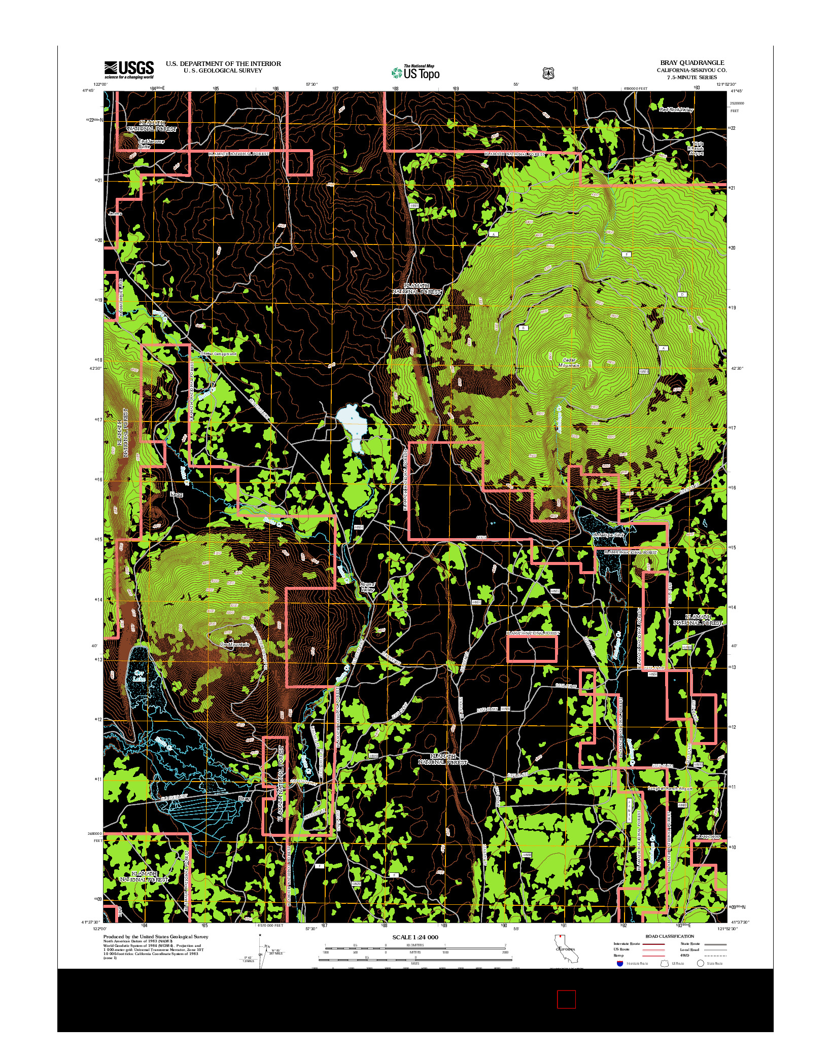 USGS US TOPO 7.5-MINUTE MAP FOR BRAY, CA 2012