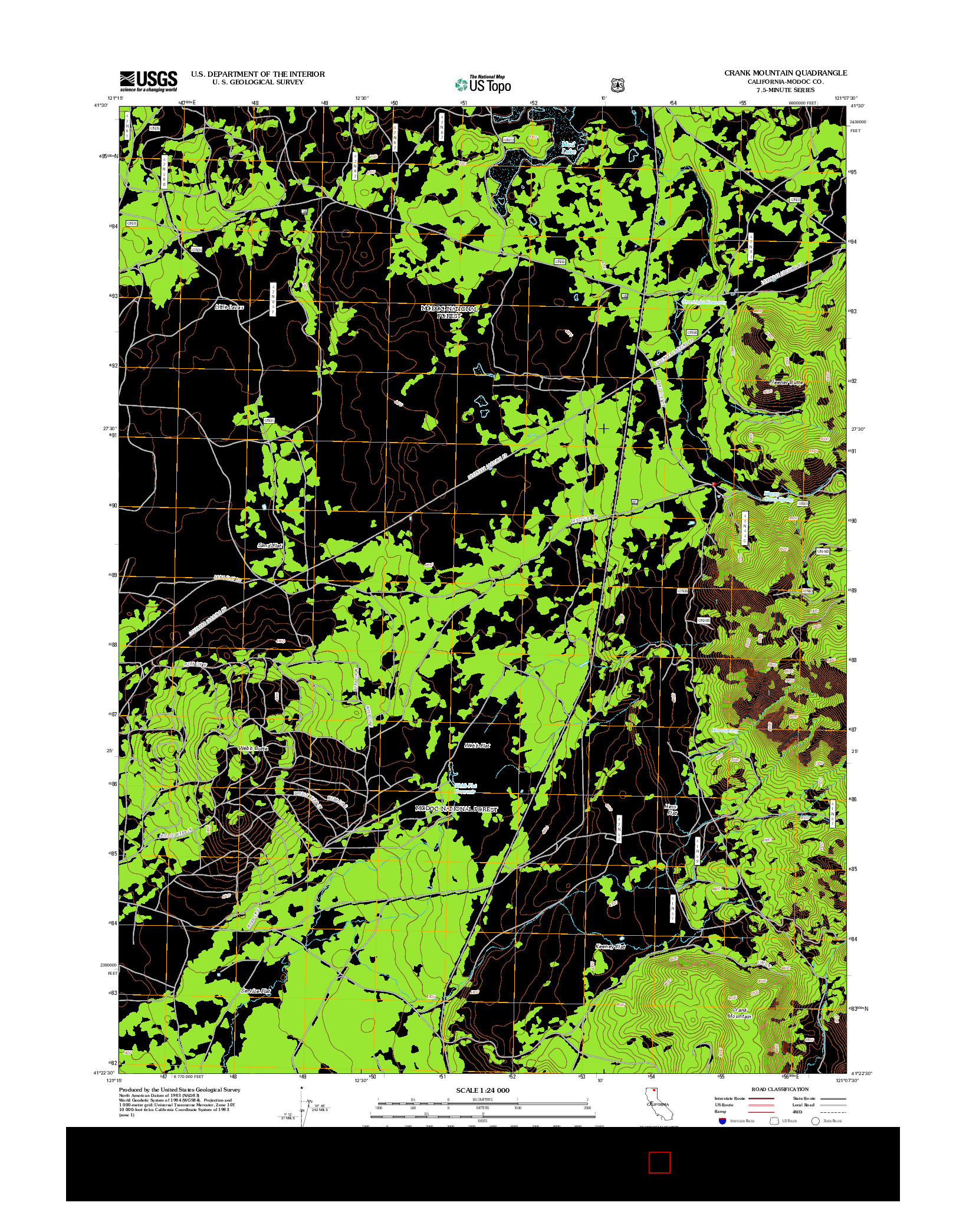 USGS US TOPO 7.5-MINUTE MAP FOR CRANK MOUNTAIN, CA 2012