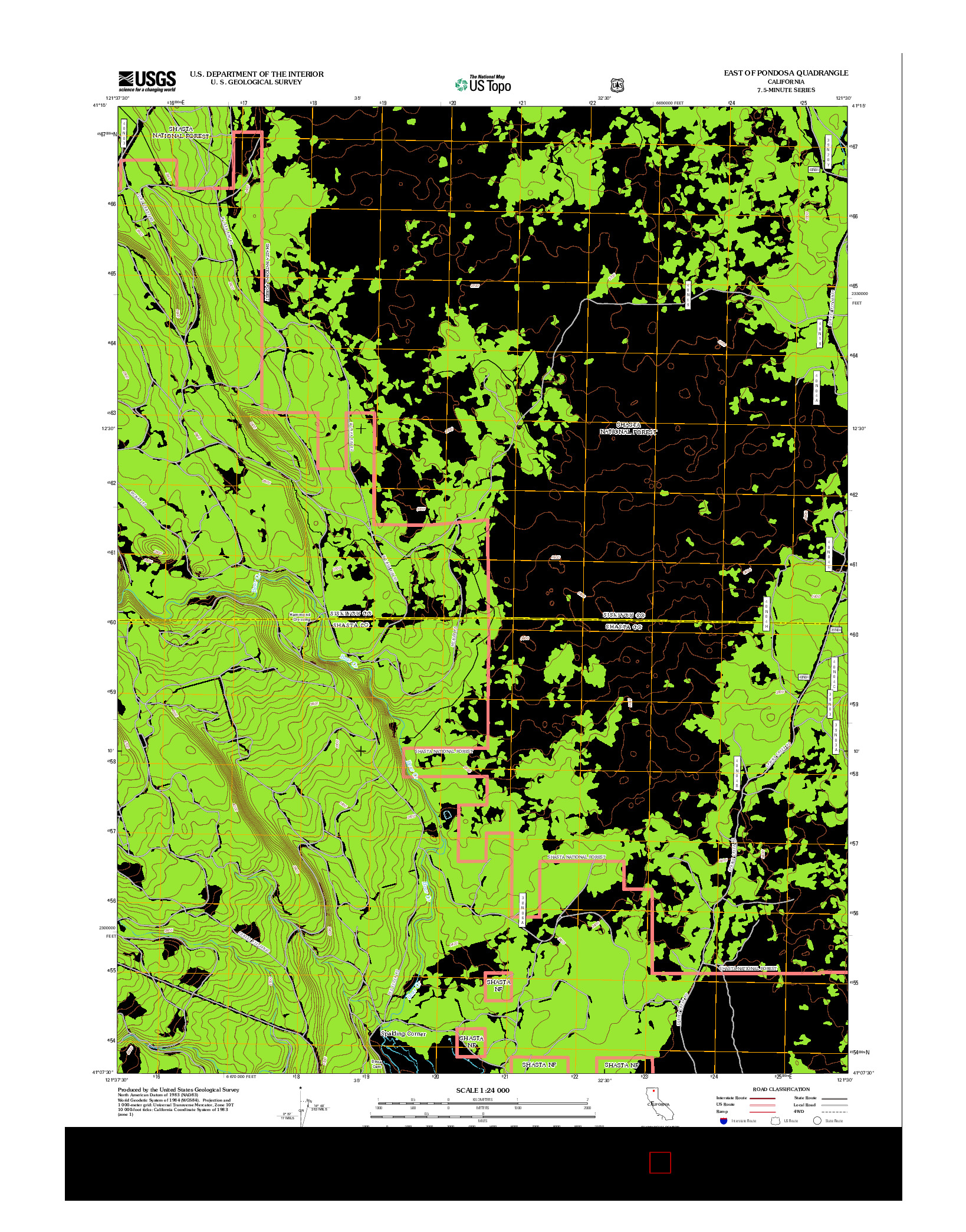 USGS US TOPO 7.5-MINUTE MAP FOR EAST OF PONDOSA, CA 2012