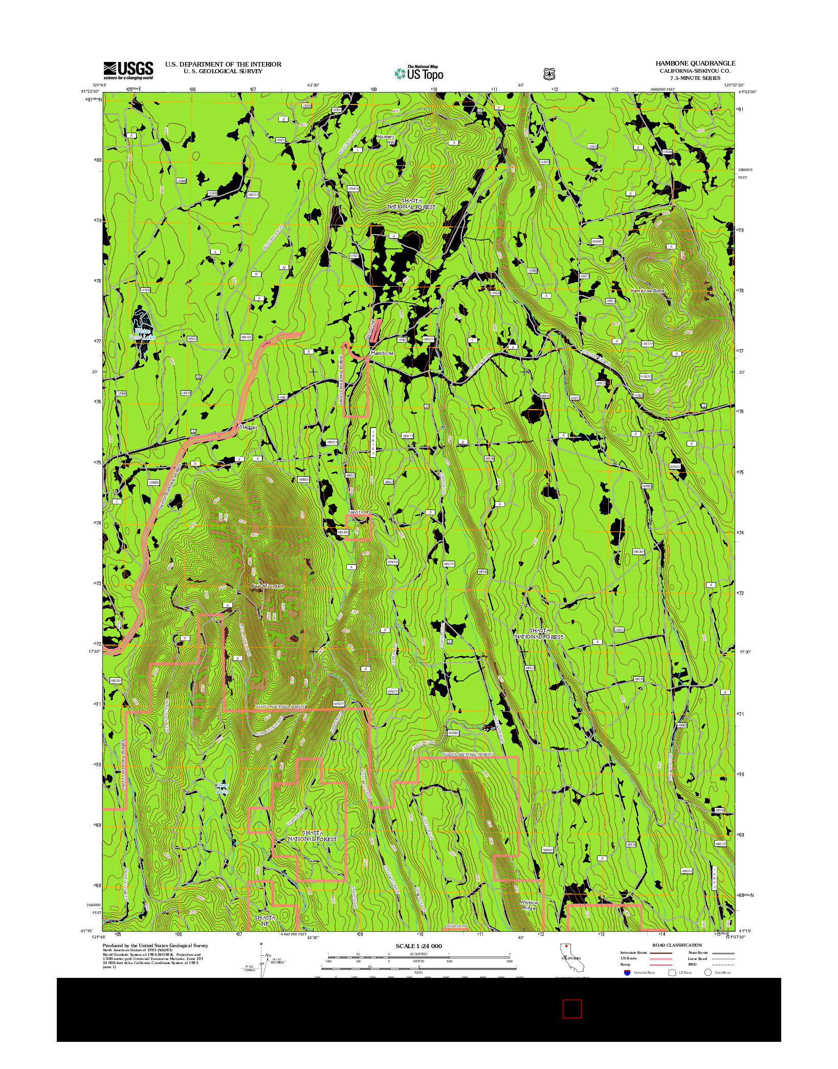 USGS US TOPO 7.5-MINUTE MAP FOR HAMBONE, CA 2012