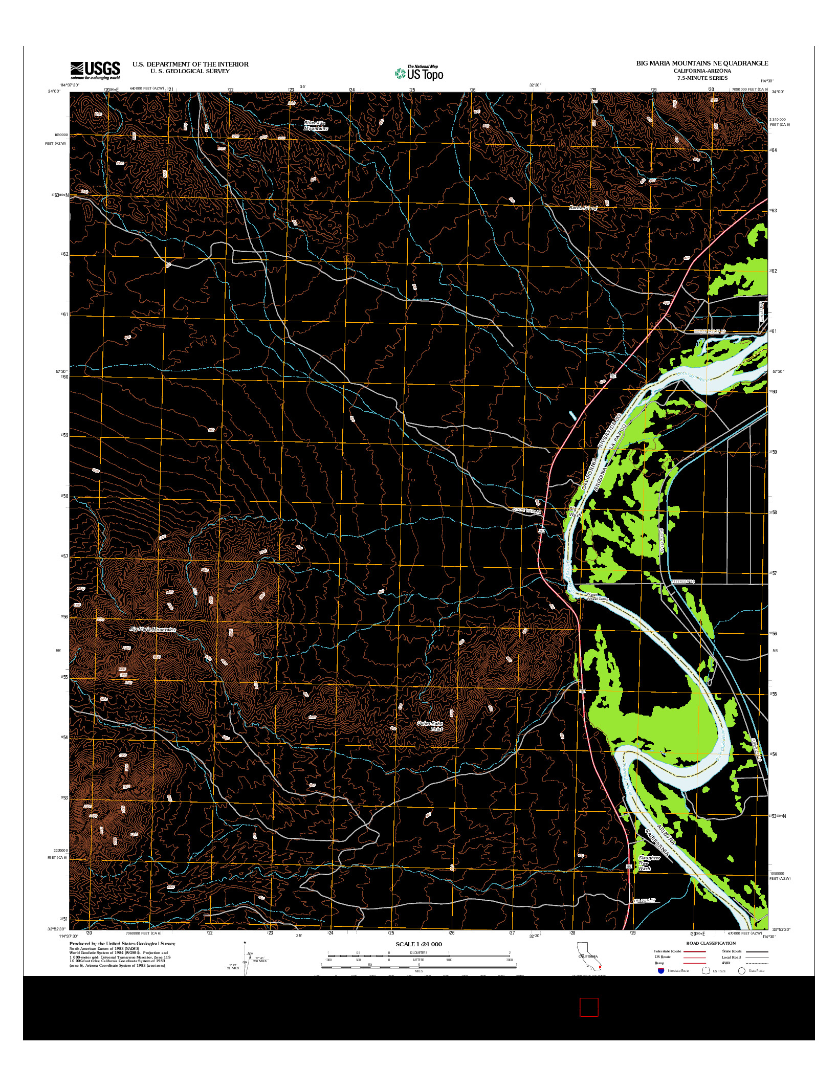 USGS US TOPO 7.5-MINUTE MAP FOR BIG MARIA MOUNTAINS NE, CA-AZ 2012