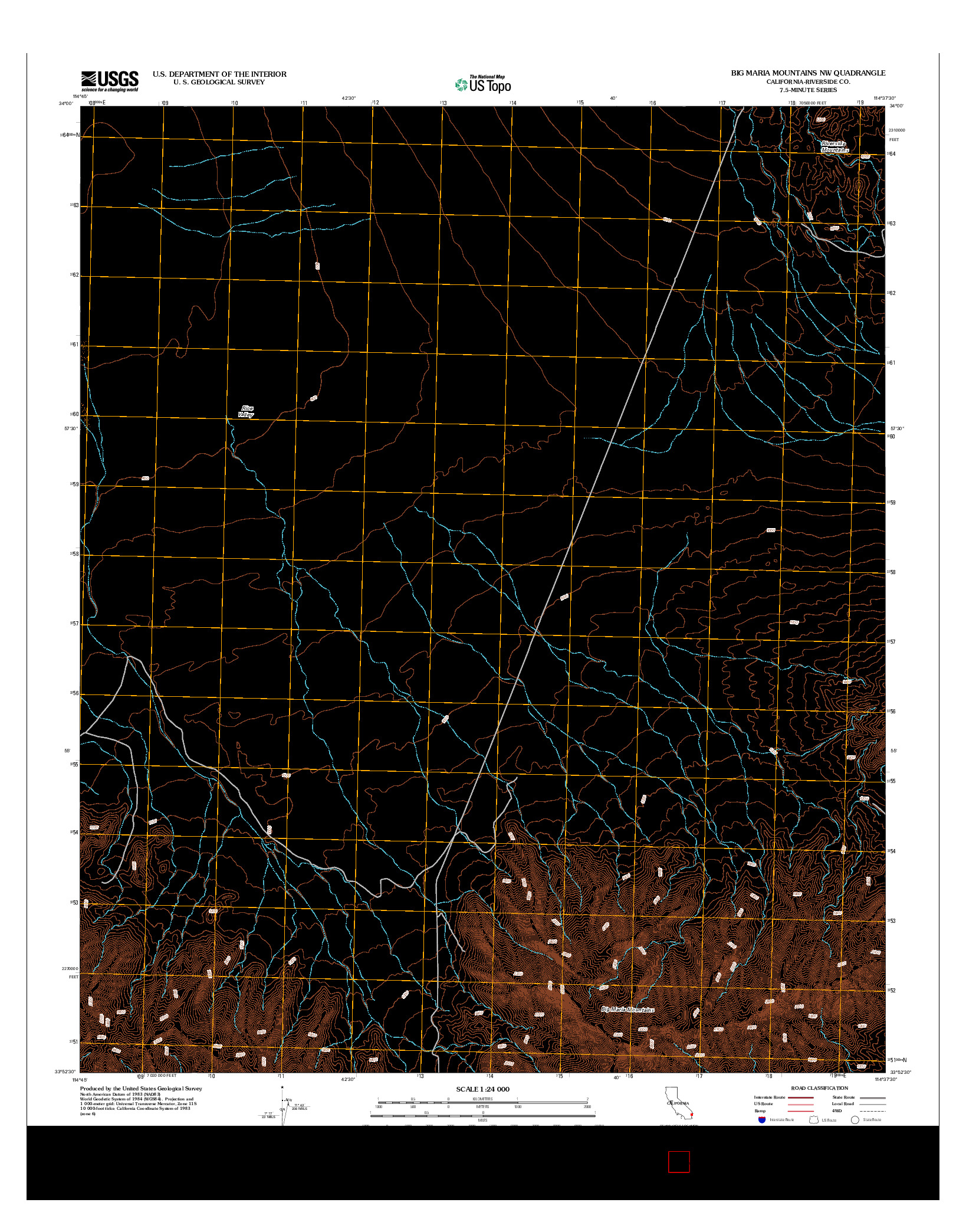 USGS US TOPO 7.5-MINUTE MAP FOR BIG MARIA MOUNTAINS NW, CA 2012