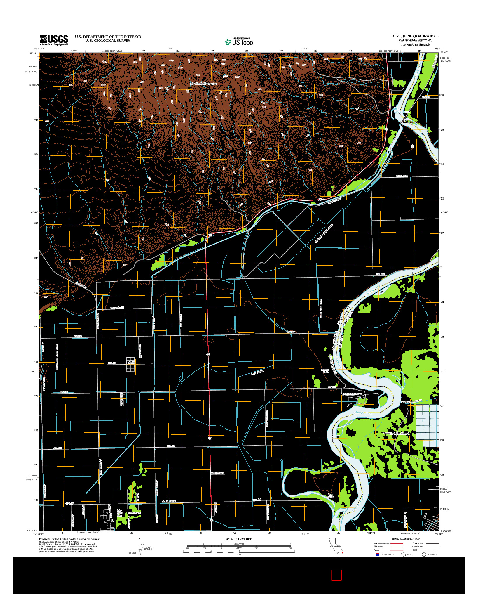 USGS US TOPO 7.5-MINUTE MAP FOR BLYTHE NE, CA-AZ 2012