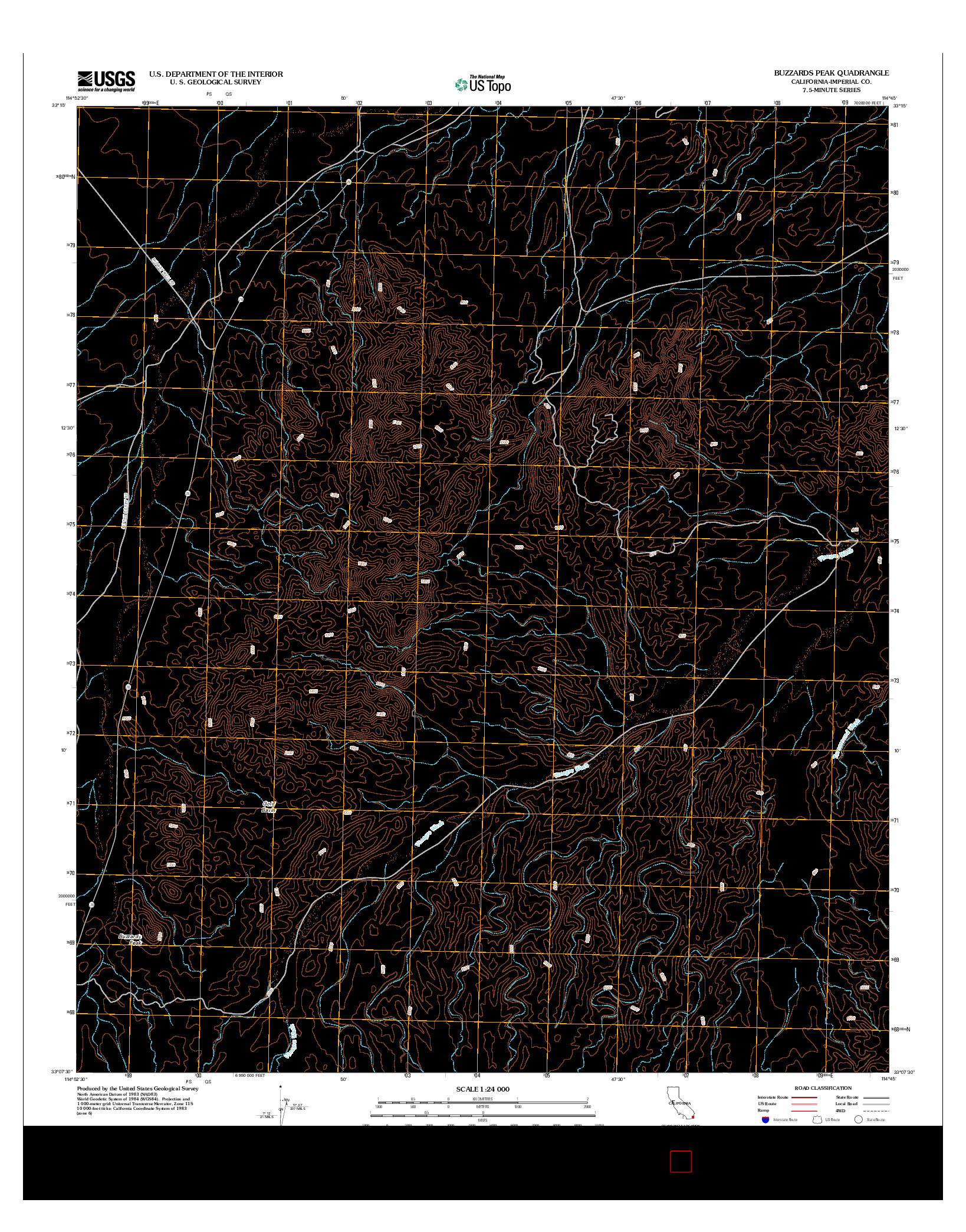 USGS US TOPO 7.5-MINUTE MAP FOR BUZZARDS PEAK, CA 2012
