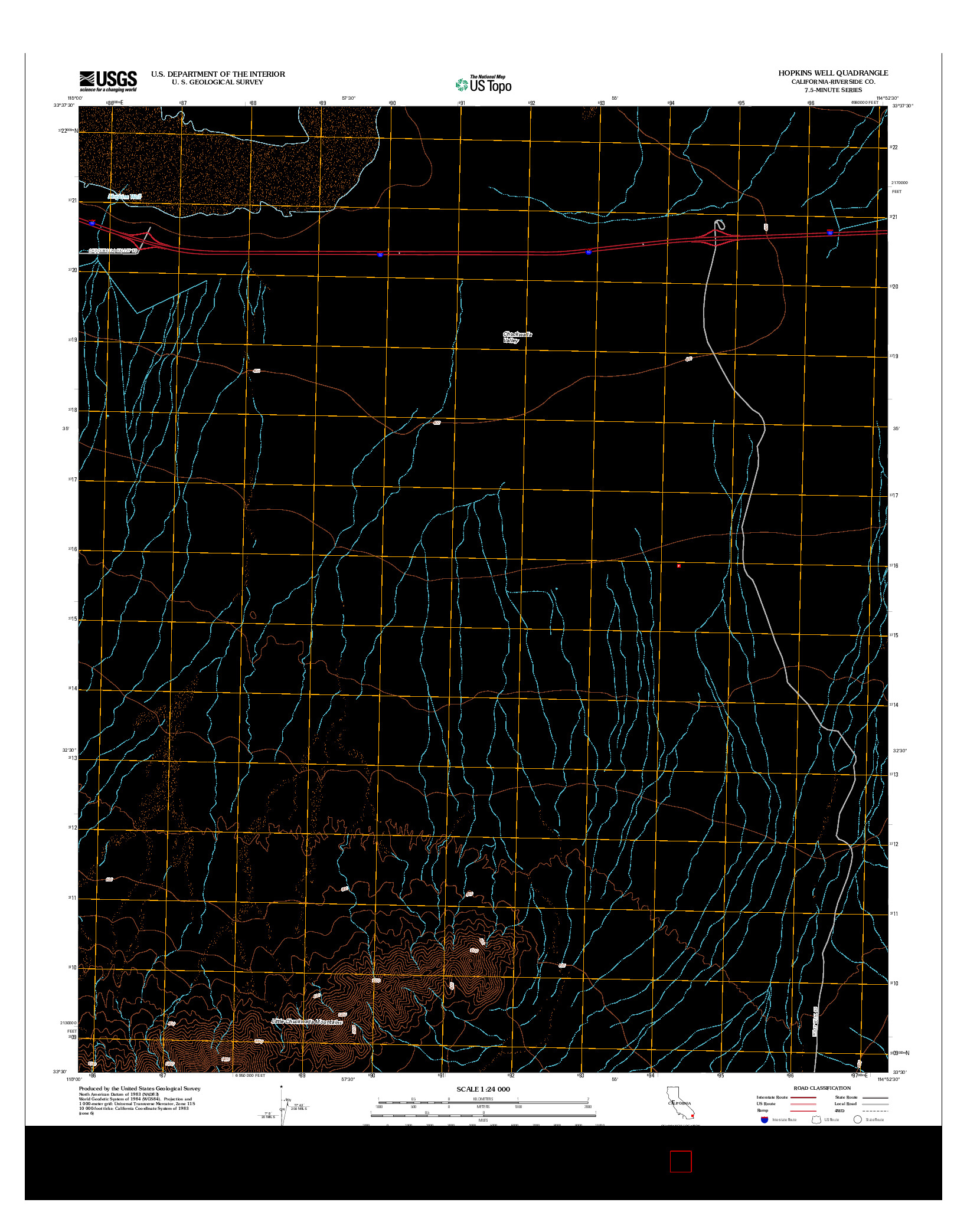 USGS US TOPO 7.5-MINUTE MAP FOR HOPKINS WELL, CA 2012