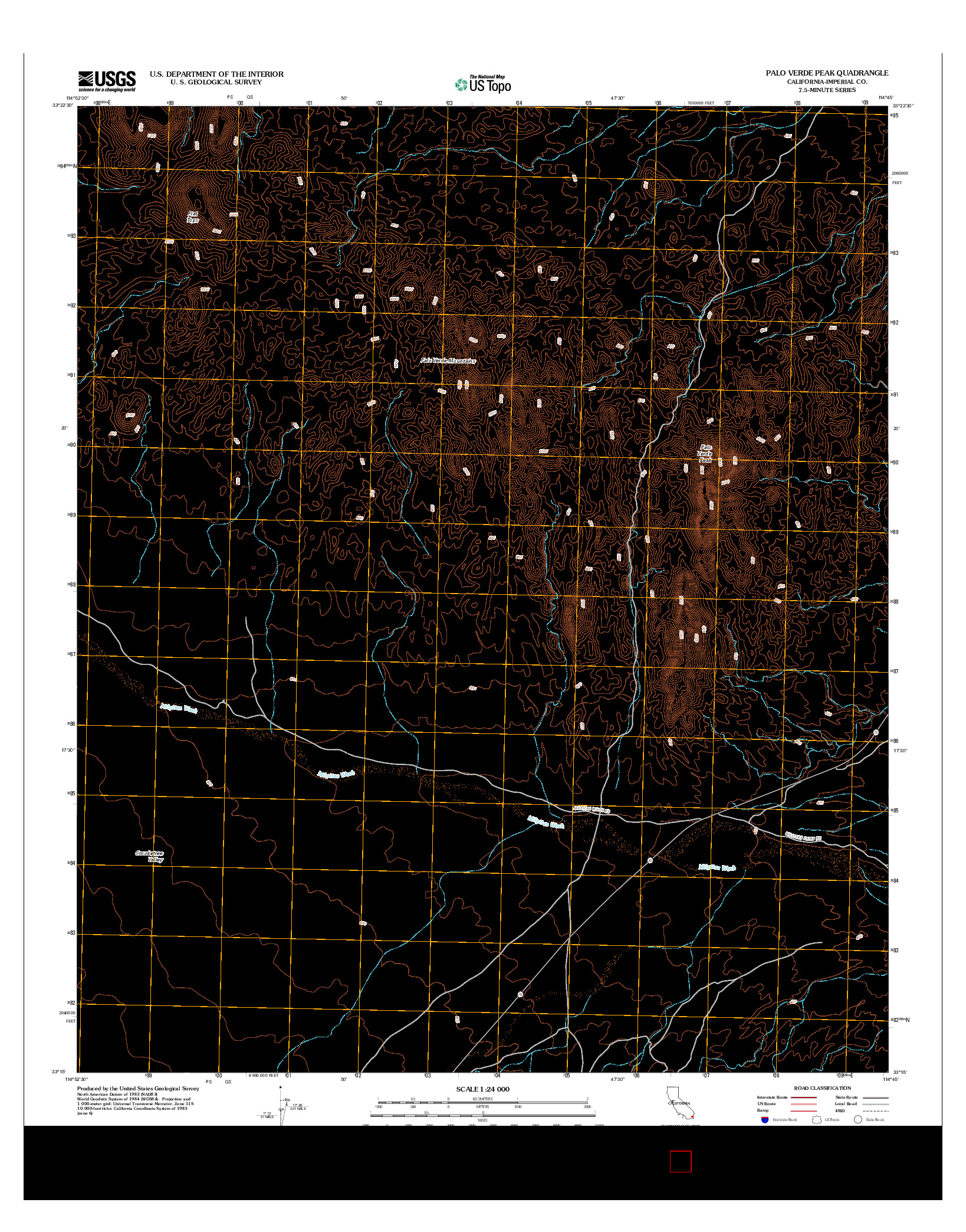 USGS US TOPO 7.5-MINUTE MAP FOR PALO VERDE PEAK, CA 2012